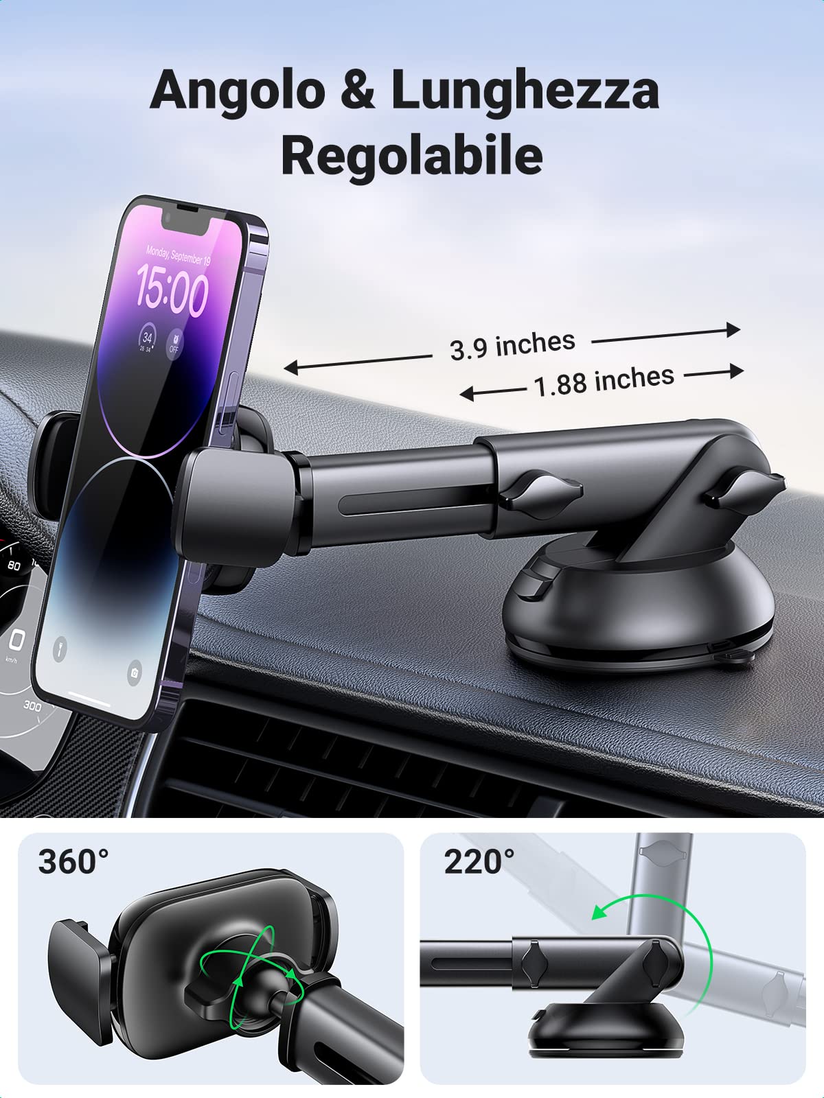 ugreen-supporto-telefono-auto-da-cruscotto-con-ventosa-360 image 4