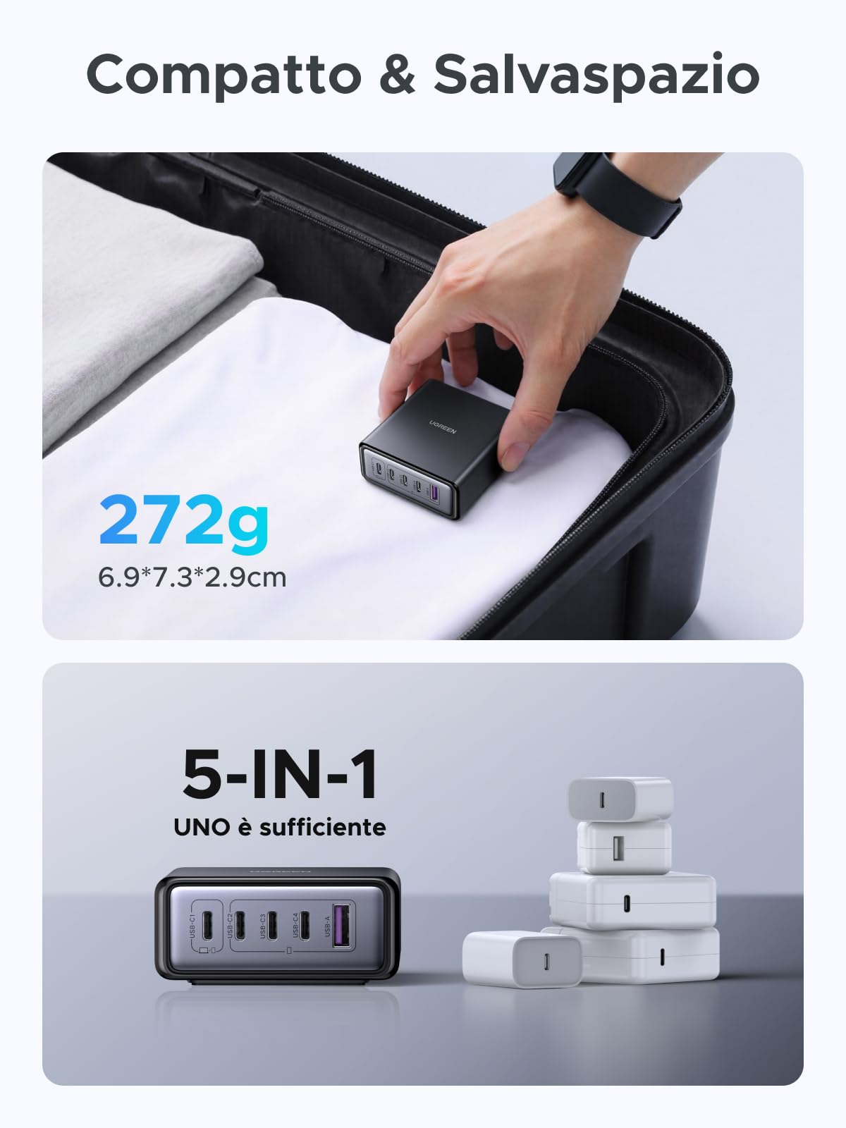 ugreen-zapix-65w-stazione-di-ricarica-usb-c-gan-5-porte-pd-3-0-pps image 5