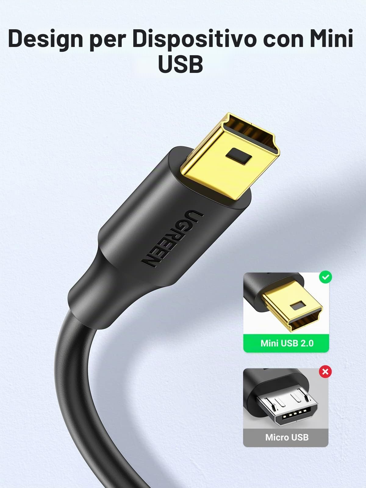 ugreen-cavo-mini-usb-2-0-a-a-mini-b-5-pin-1m-480-mbps image 4