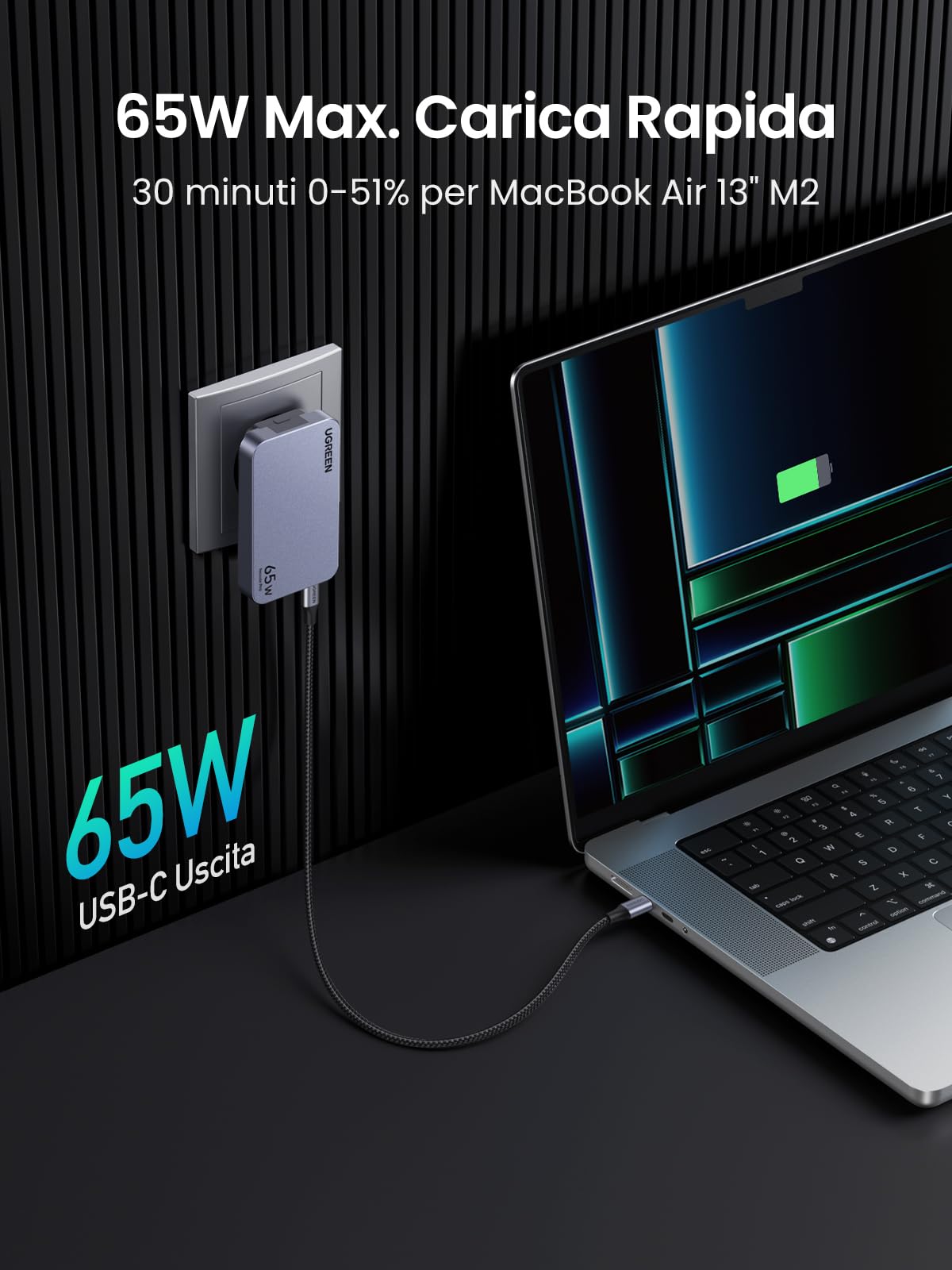 ugreen-nexode-air-caricatore-65w-gan-3-porte-pd-3-0-pps-ultra-sottile image 3