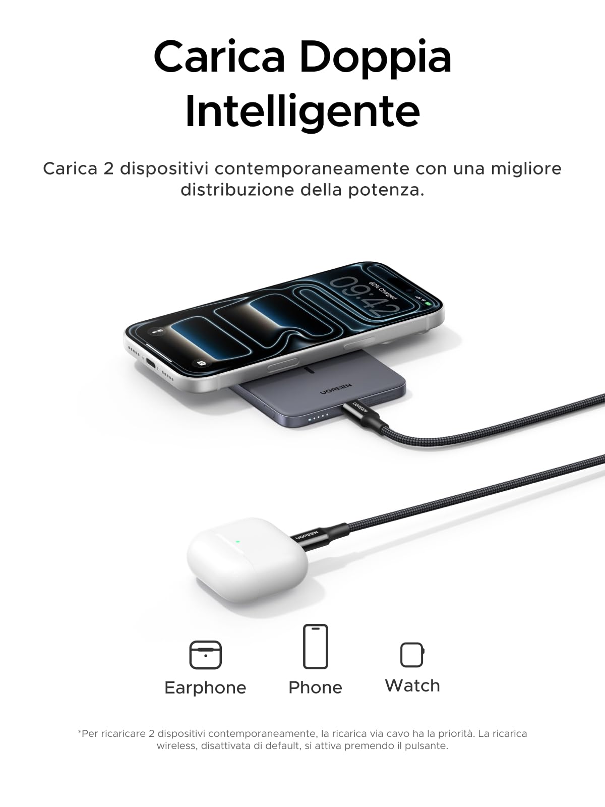 ugreen-magflow-air-qi2-power-bank-magsafe-5000mah-15w-grigio-ultrasottile image 7