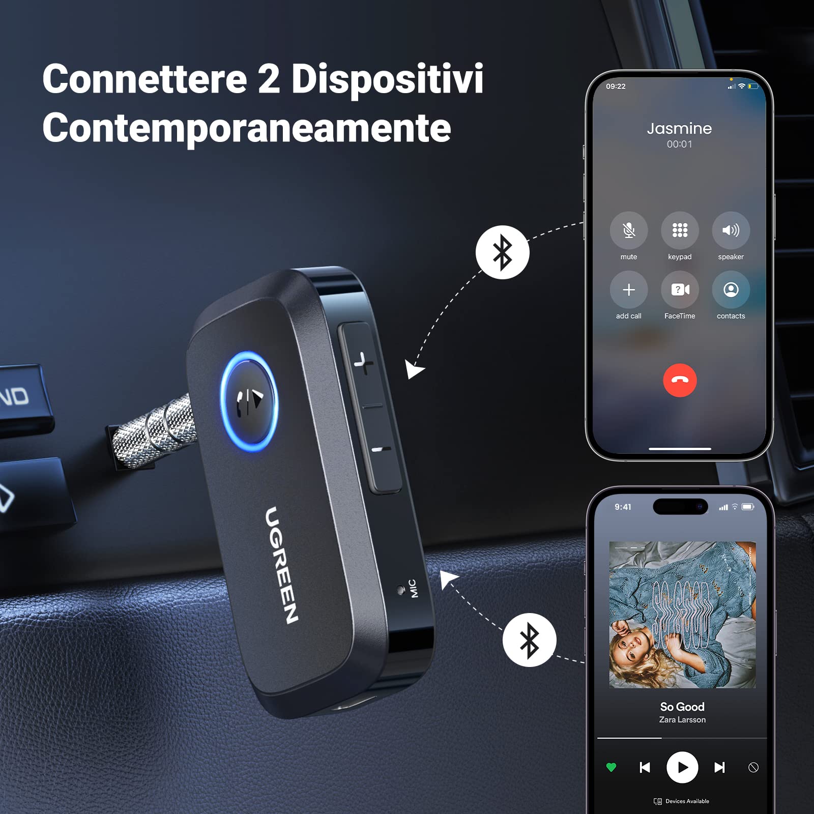 ugreen-ricevitore-bluetooth-6-0-auto-aux-jack-3-5mm-con-microfono-nero image 5