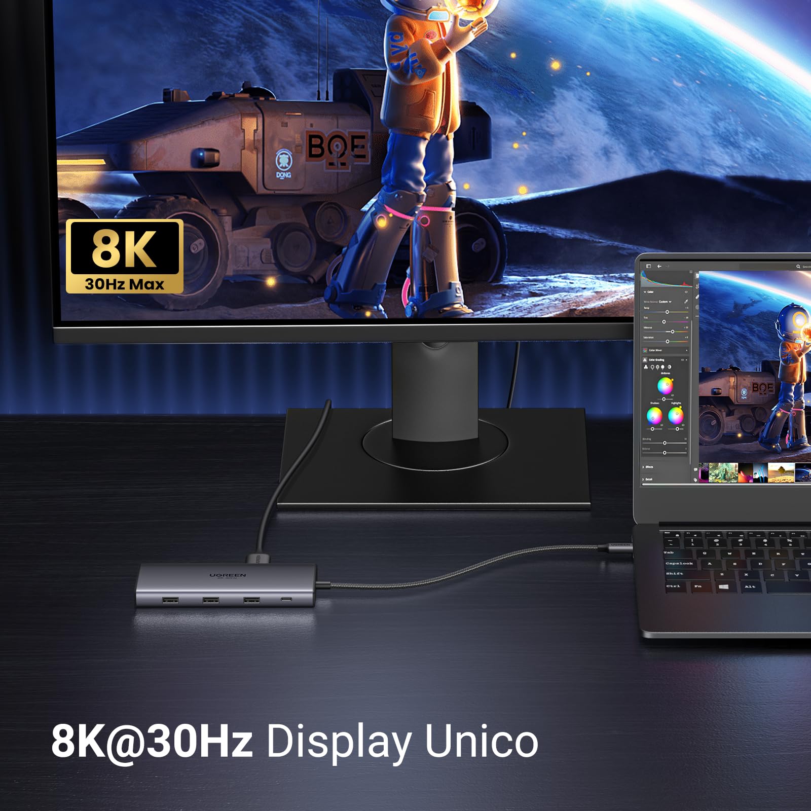 ugreen-revodok-pro-210-hub-usb-c-10-in-1-doppio-hdmi-4k60hz-8k30hz-pd-100w-ether image 4