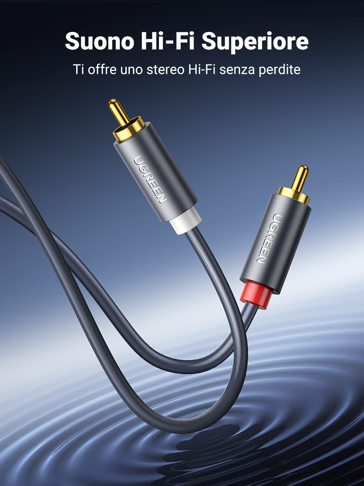 ugreen-cavo-rca-stereo-2rca-maschio-2m-oro-per-hi-fi-e-home-theater image 2
