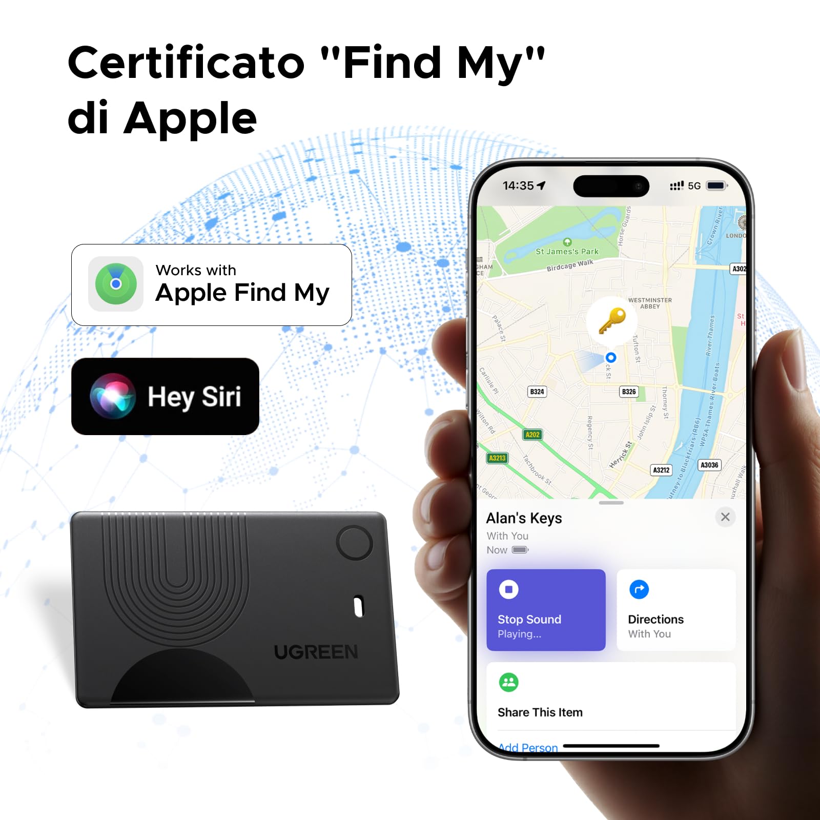 ugreen-finetrack-slim-finder-tag-apple-find-my-ios-ip68-ricaricabile image 2