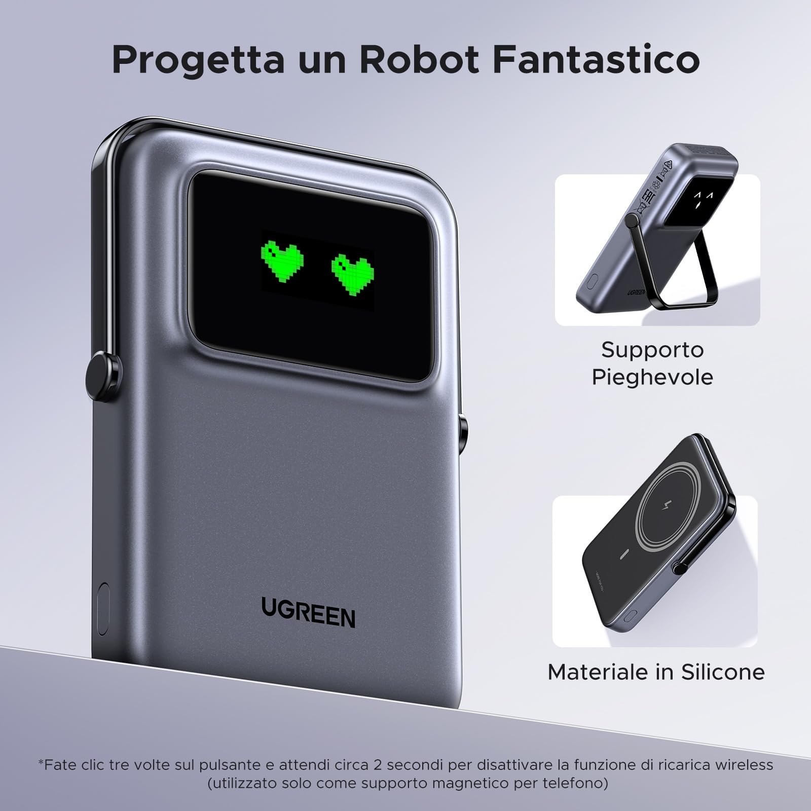 ugreen-uno-power-bank-magnetico-10000mah-pd-20w-con-cavo-usb-c-display-e-stand-n image 5