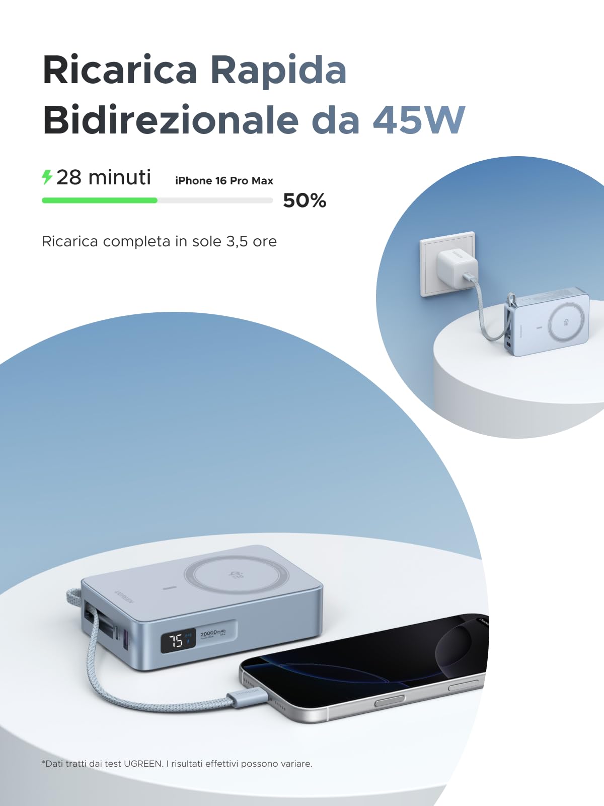ugreen-magflow-power-bank-magnetico-20000mah-qi2-25w-con-cavo-usb-c-pd-45w image 3