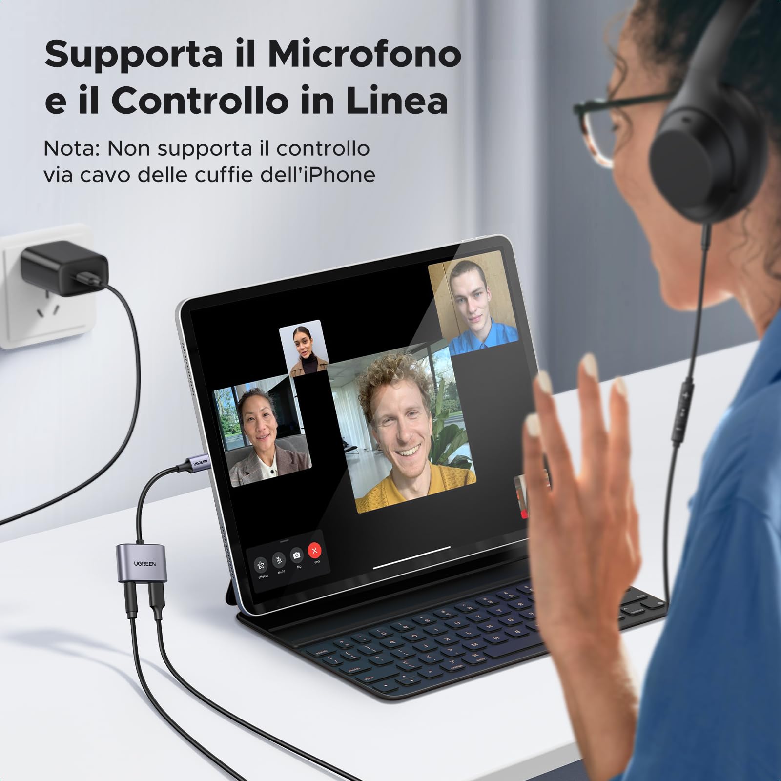 ugreen-adattatore-usb-c-a-jack-3-5mm-ricarica-rapida-pd-60w-con-chip-dac-24-bit- image 6