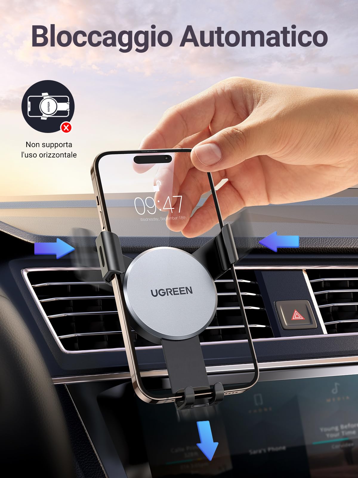 ugreen-supporto-telefono-auto-a-gravit-in-alluminio-grigio image 2