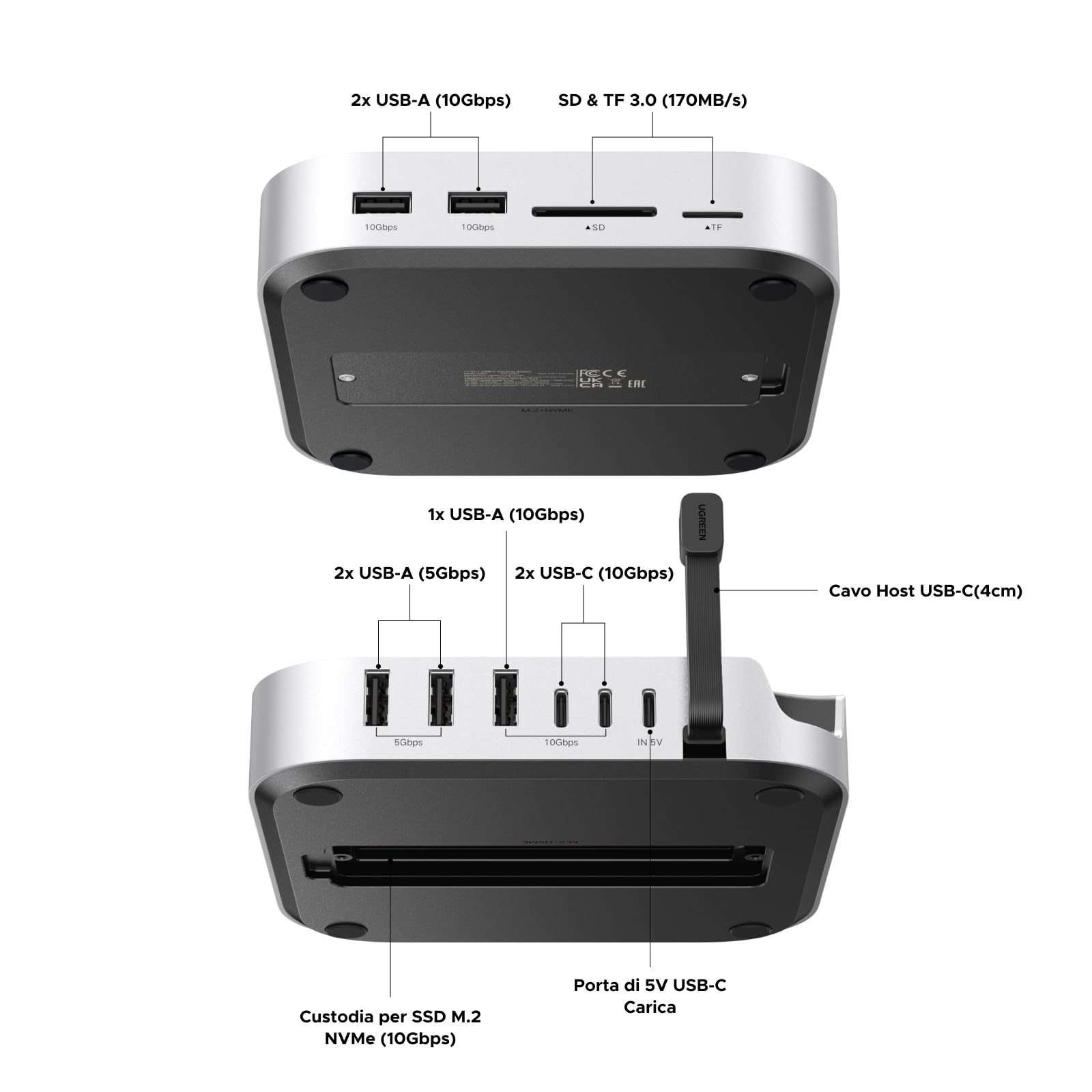 ugreen-docking-station-hub-usb-c-11-in-1-per-mac-mini-m4-m4-pro-con-case-m-2-nvm image 2