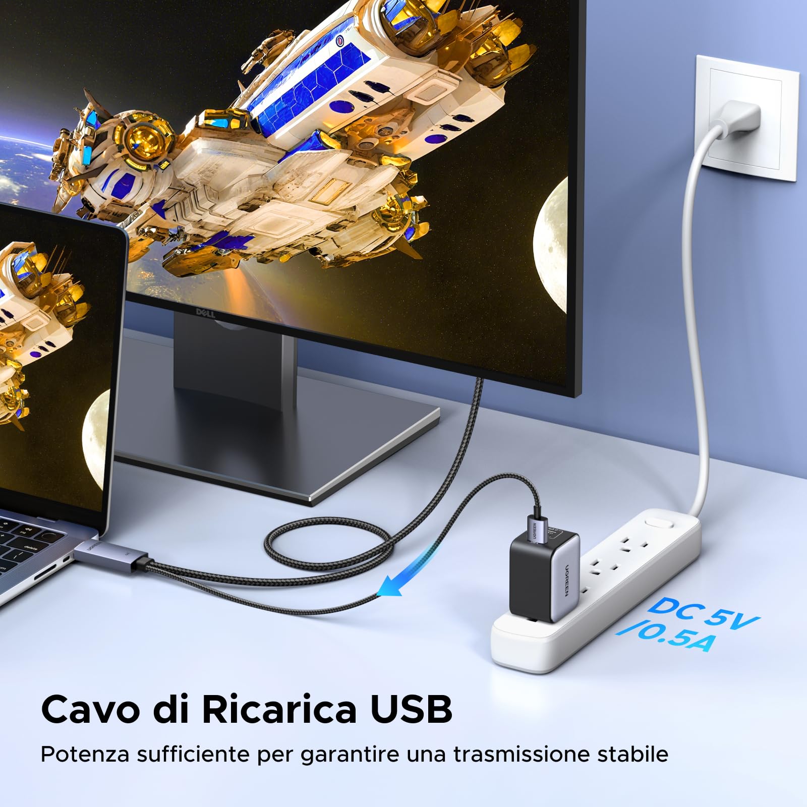 ugreen-cavo-hdmi-a-displayport-4k-60hz-2m-bidirezionale-con-usb-a image 6