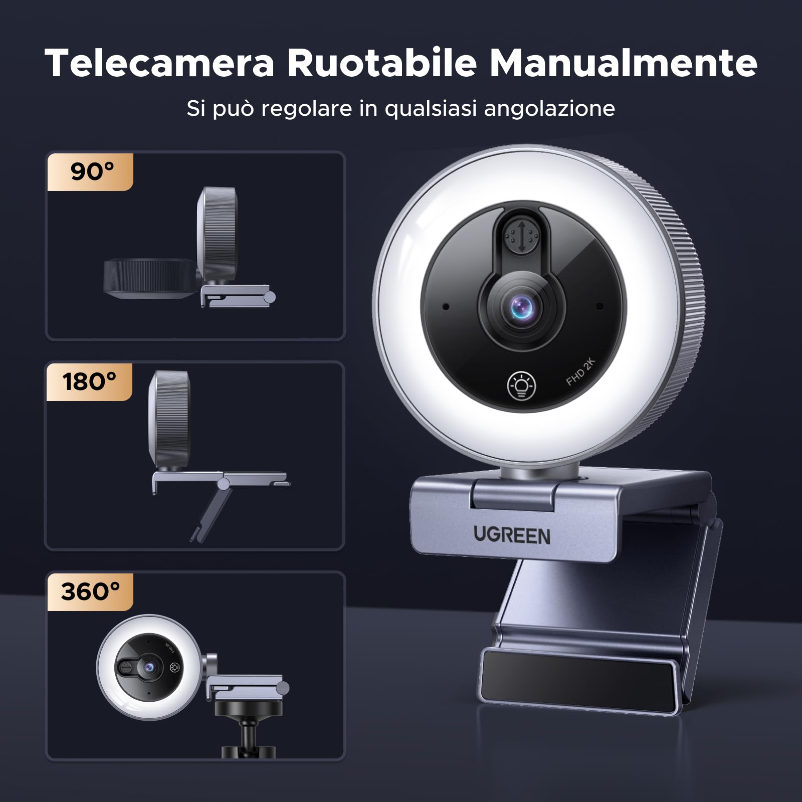 ugreen-webcam-2k-30fps-con-luce-led-e-doppio-microfono-usb-a-c image 7