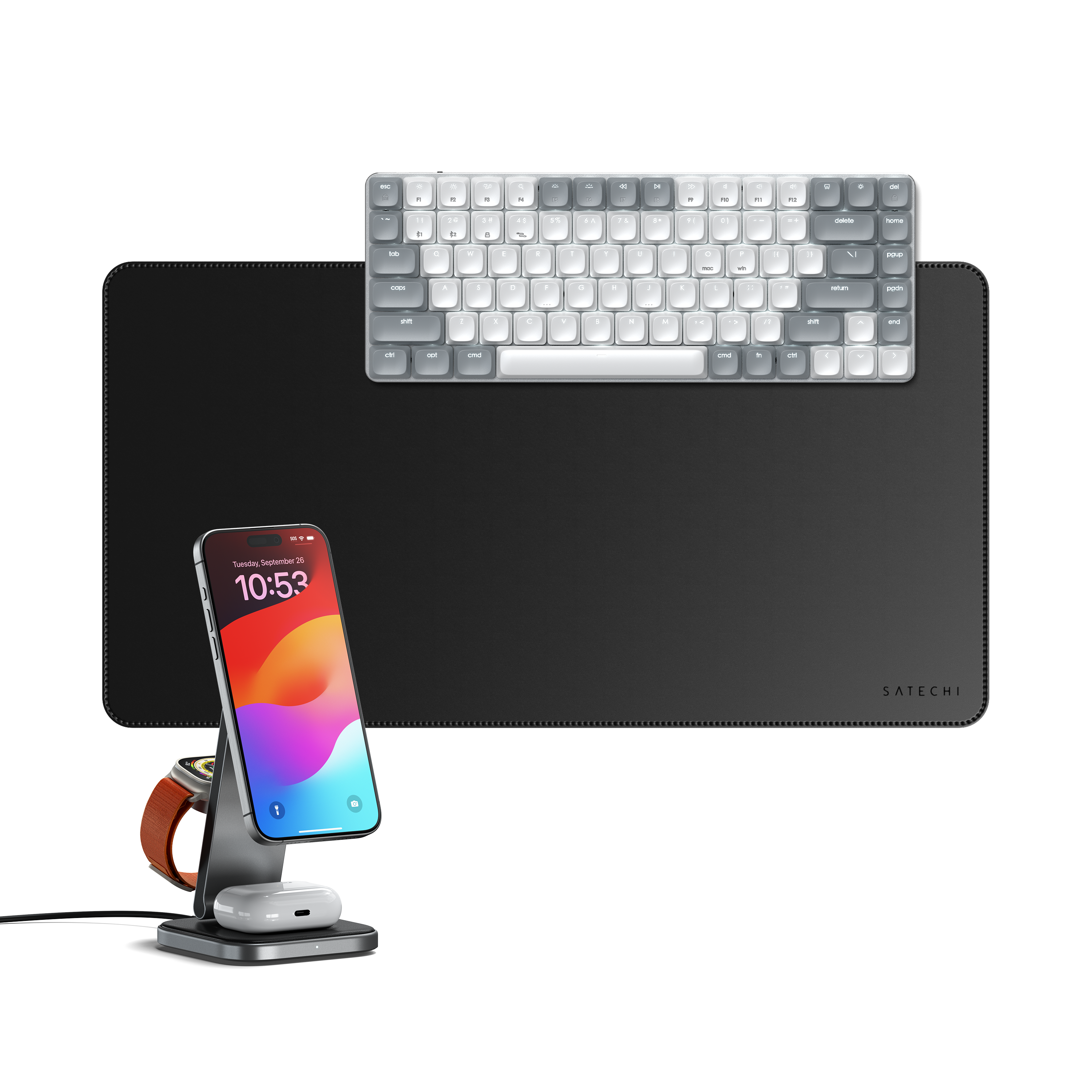 satechi-the-power-desk-bundle-sm1-tastiera-meccanica-tappetino-stand-qi2 image 1