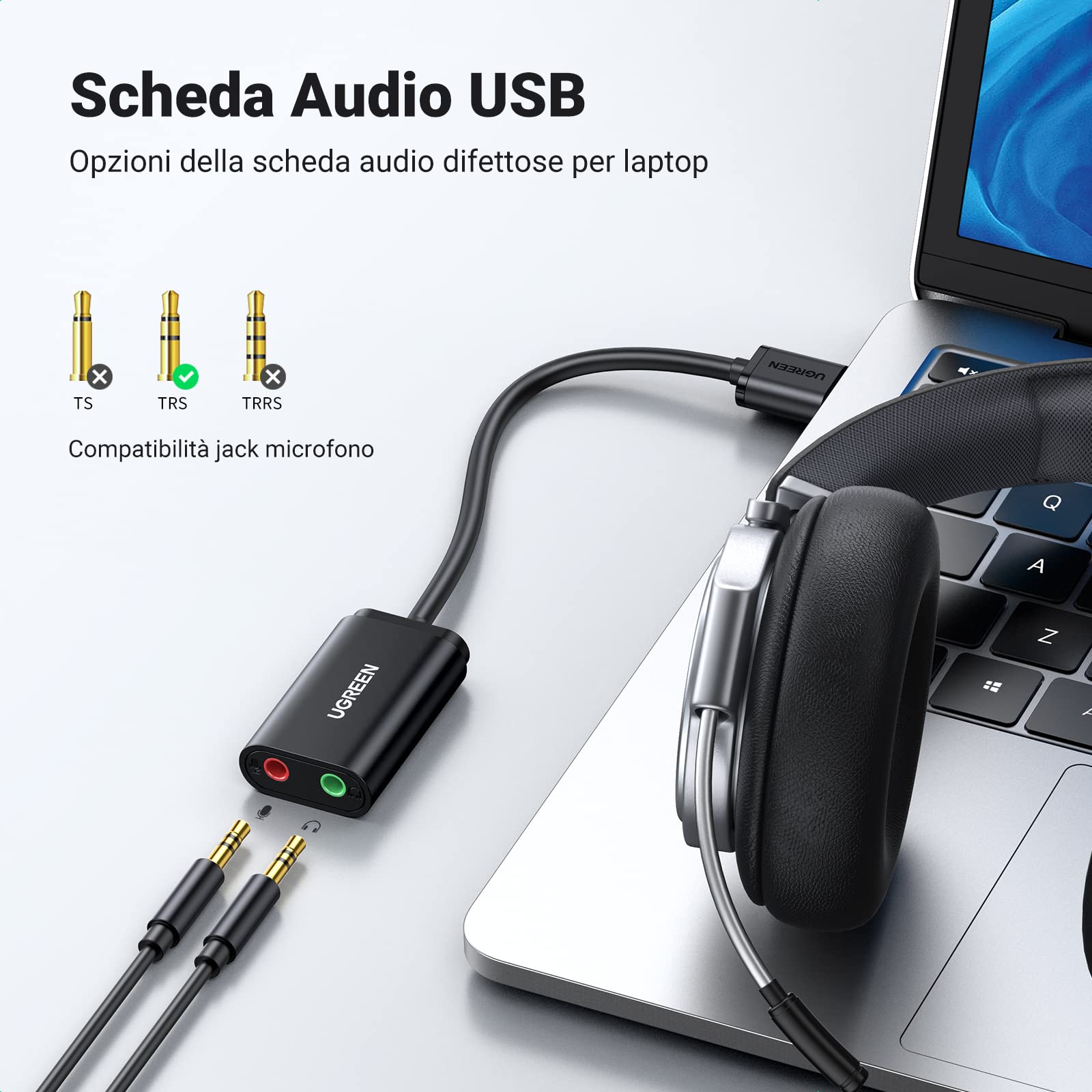 ugreen-scheda-audio-usb-esterna-jack-3-5mm-cuffie-microfono image 2