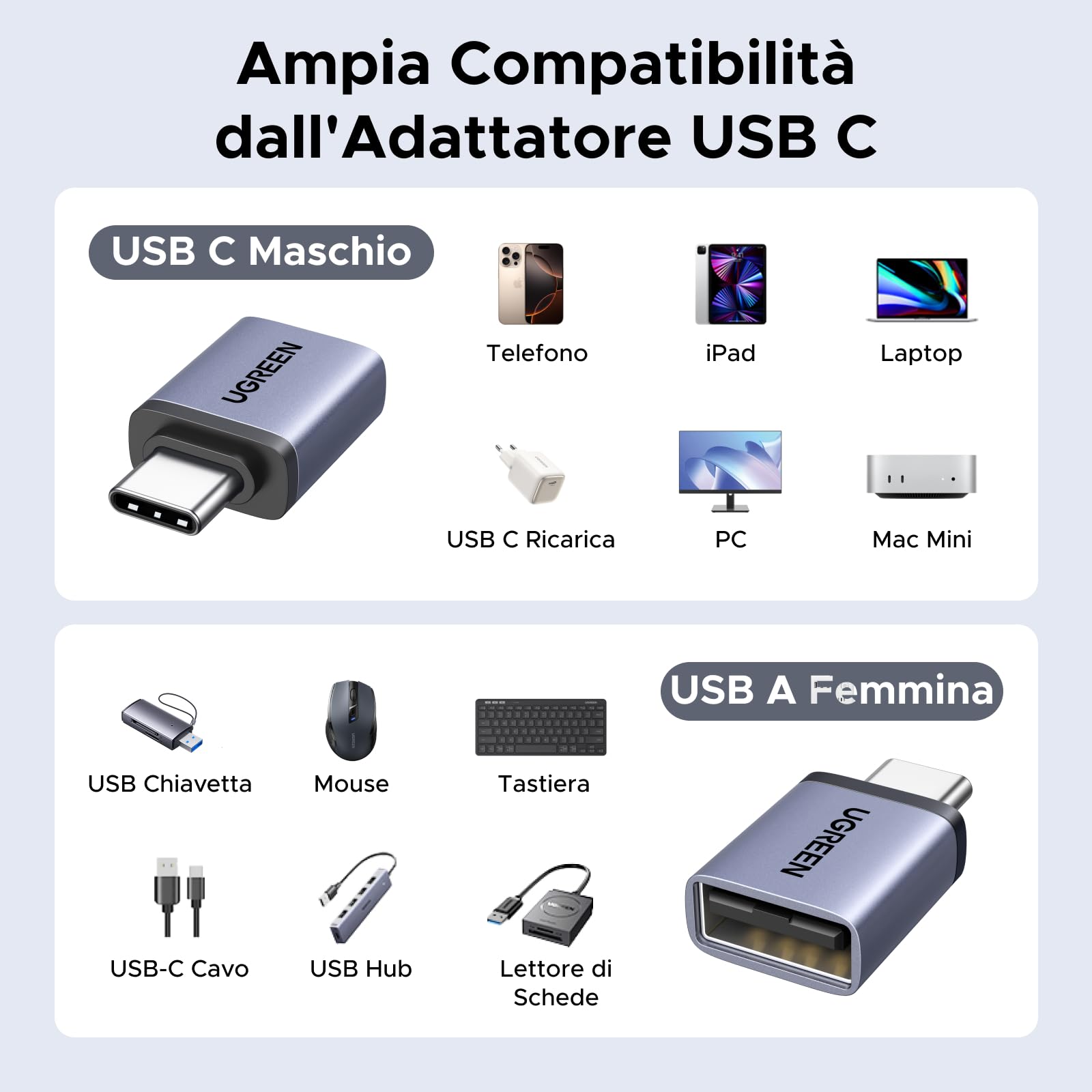 ugreen-adattatore-usb-c-usb-a-10gbps-set-4-pezzi-otg image 5