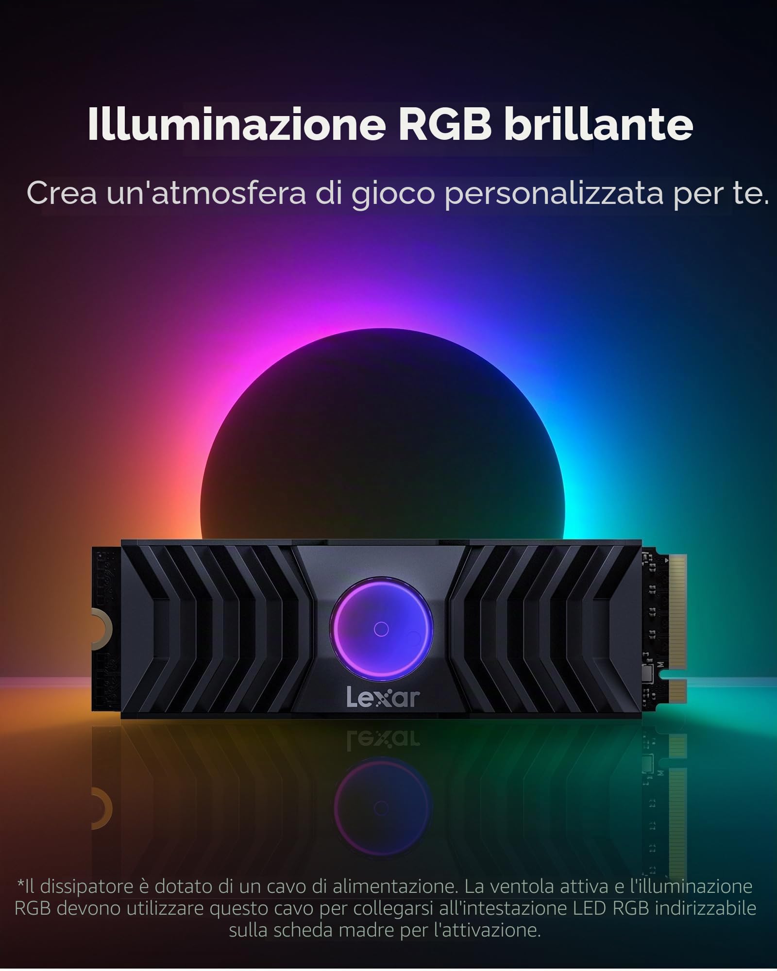 lexar-professional-nm1090-ssd-nvme-pcie-gen5x4-m-2-2280-1tb-con-dissipatore-rgb image 4