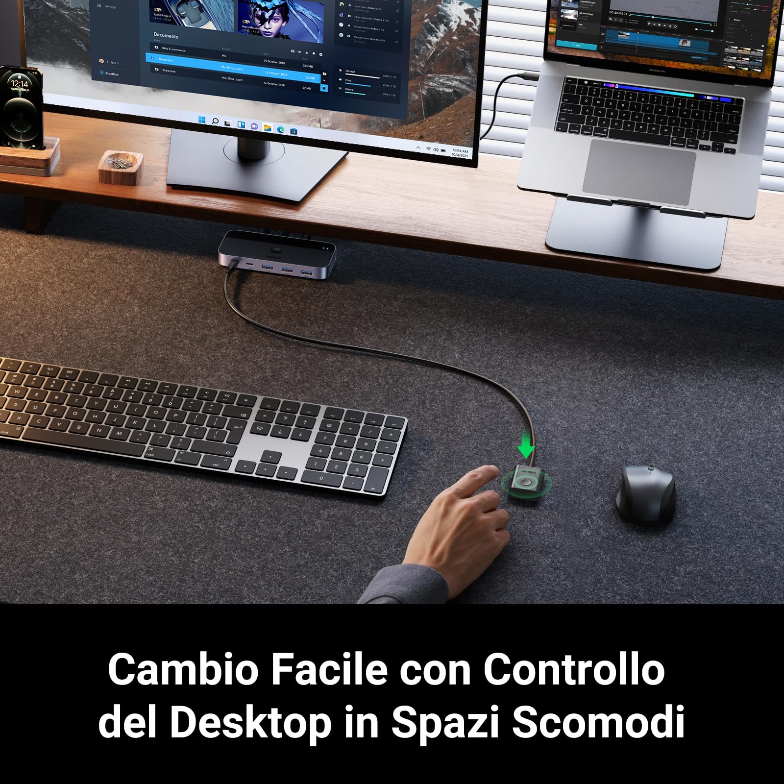 ugreen-switch-kvm-usb-3-0-5-gbps-2-in-4-out-con-controllo-da-tavolo image 5