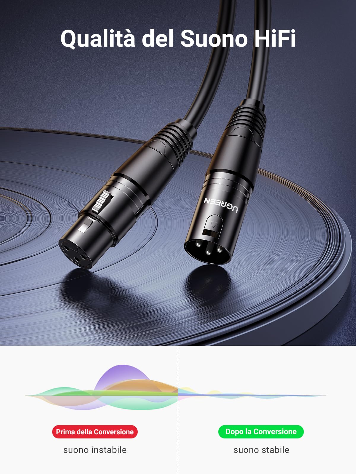 ugreen-cavo-xlr-bilanciato-maschio-a-femmina-2m-per-microfono image 2