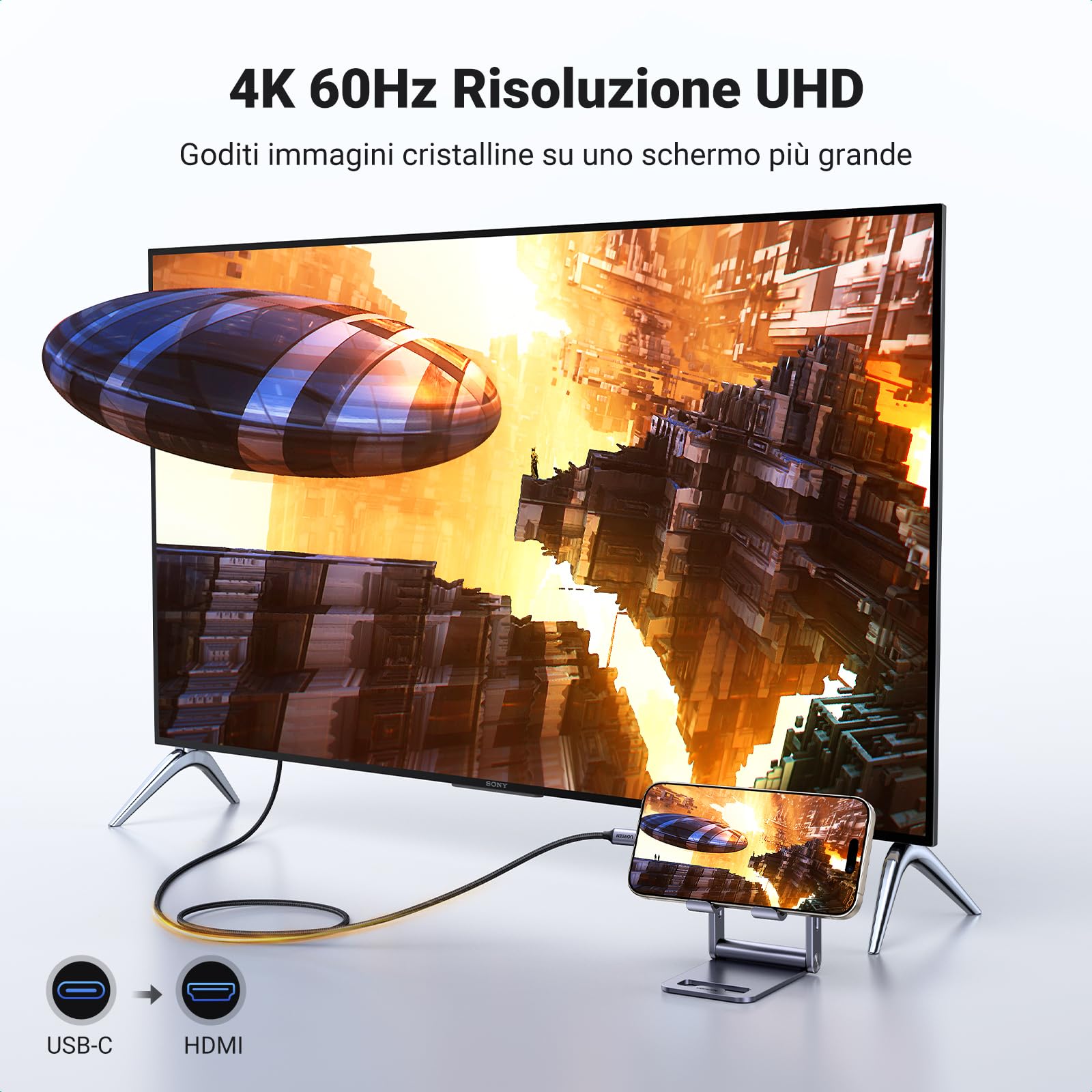 ugreen-cavo-usb-c-a-hdmi-4k-60hz-unidirezionale-2m image 2