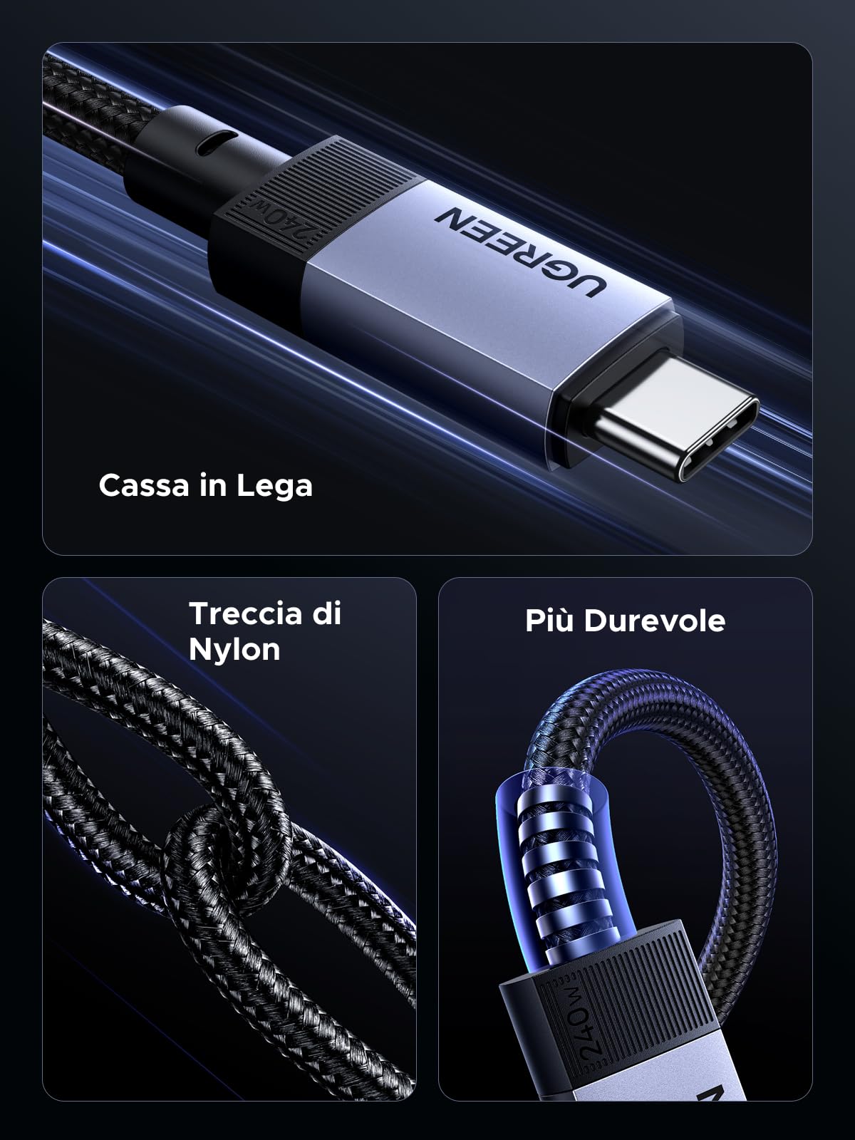 ugreen-nexode-cavo-usb4-gen4-40gbps-video-8k-60hz-240w-pd3-1-1m-nylon image 6