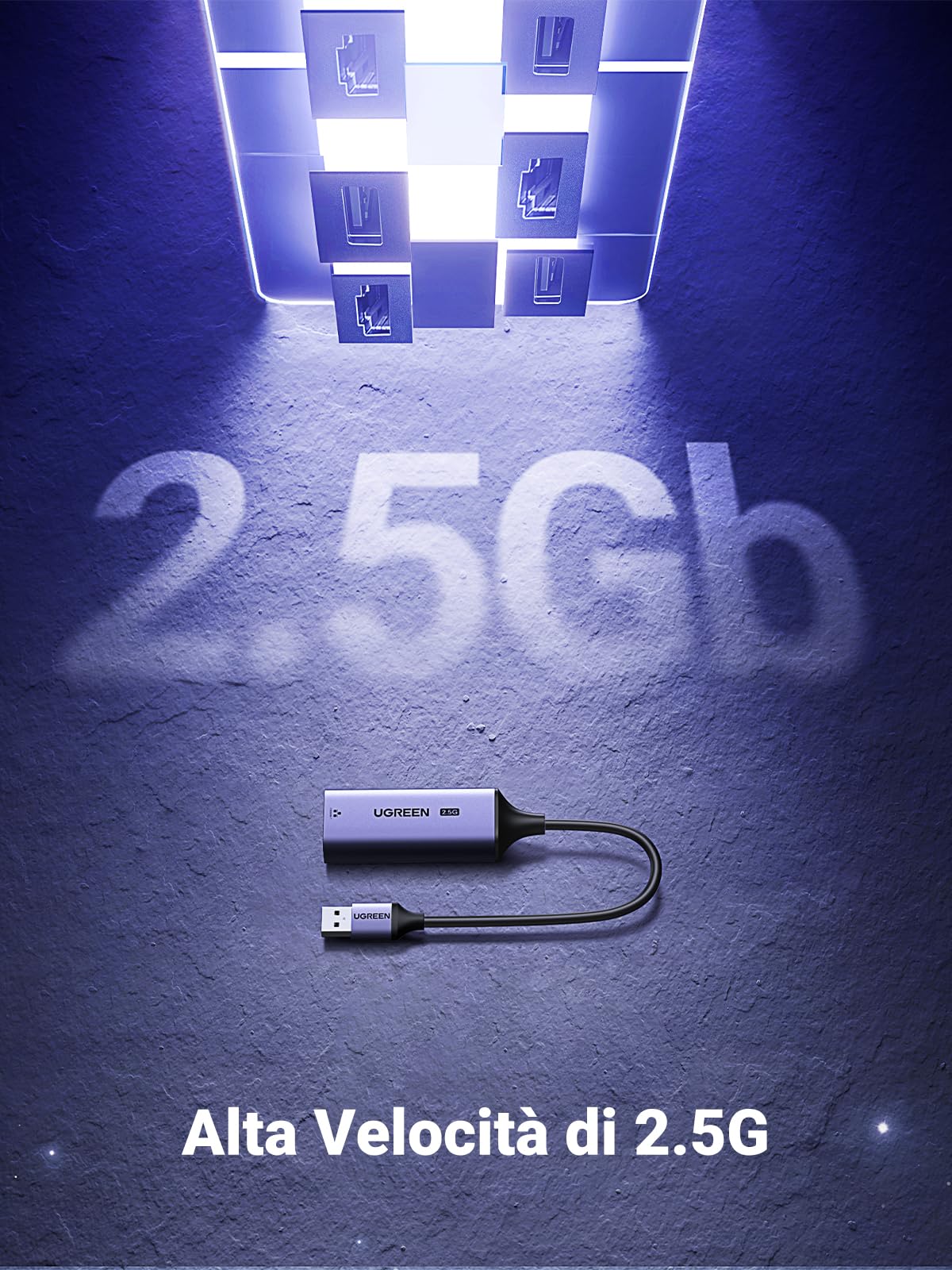 ugreen-adattatore-ethernet-usb-a-rj45-2-5g-2500-mbps-alluminio image 2