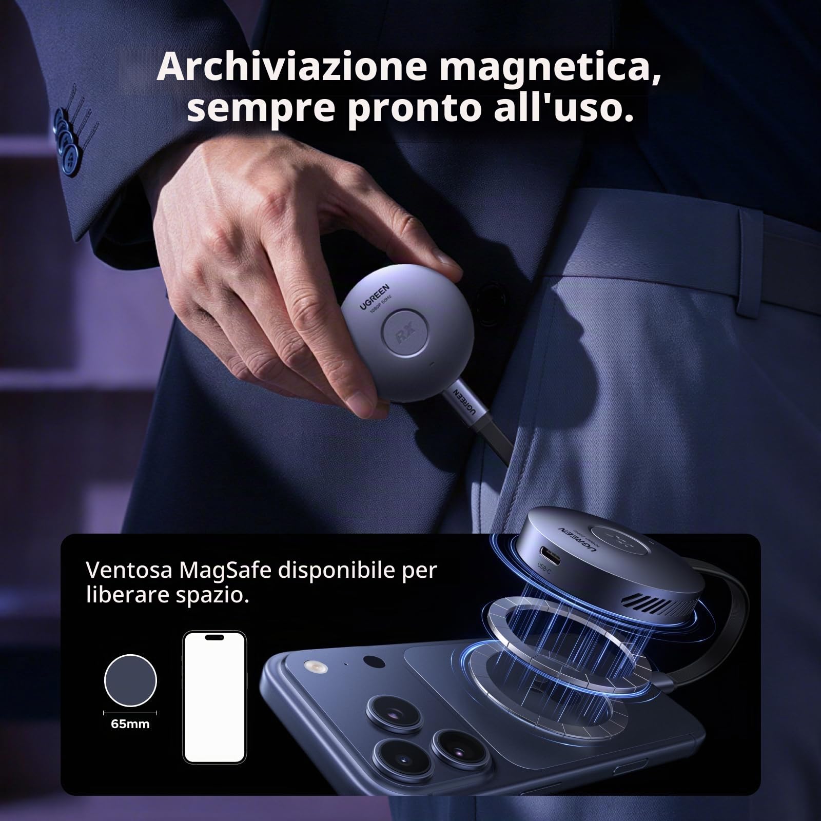 ugreen-trasmettitore-ricevitore-hdmi-wireless-usb-c-hdmi-1080p-50m-pd-30w image 3