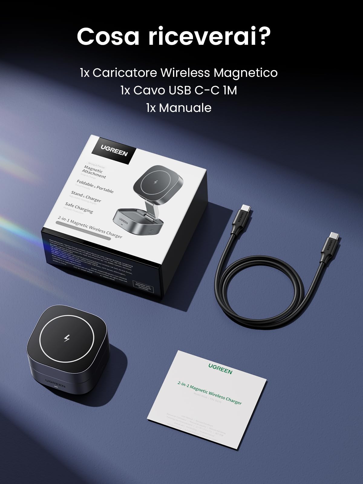 ugreen-magflow-caricatore-wireless-magnetico-2-in-1-magsafe-iphone-airpods-con-u image 8