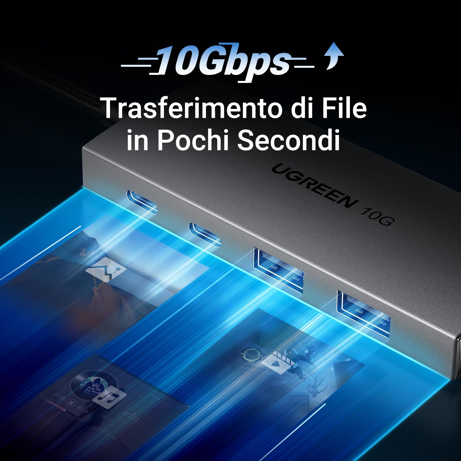 ugreen-hub-usb-c-10gbps-4-porte-con-2x-usb-c-2x-usb-a-in-alluminio image 3