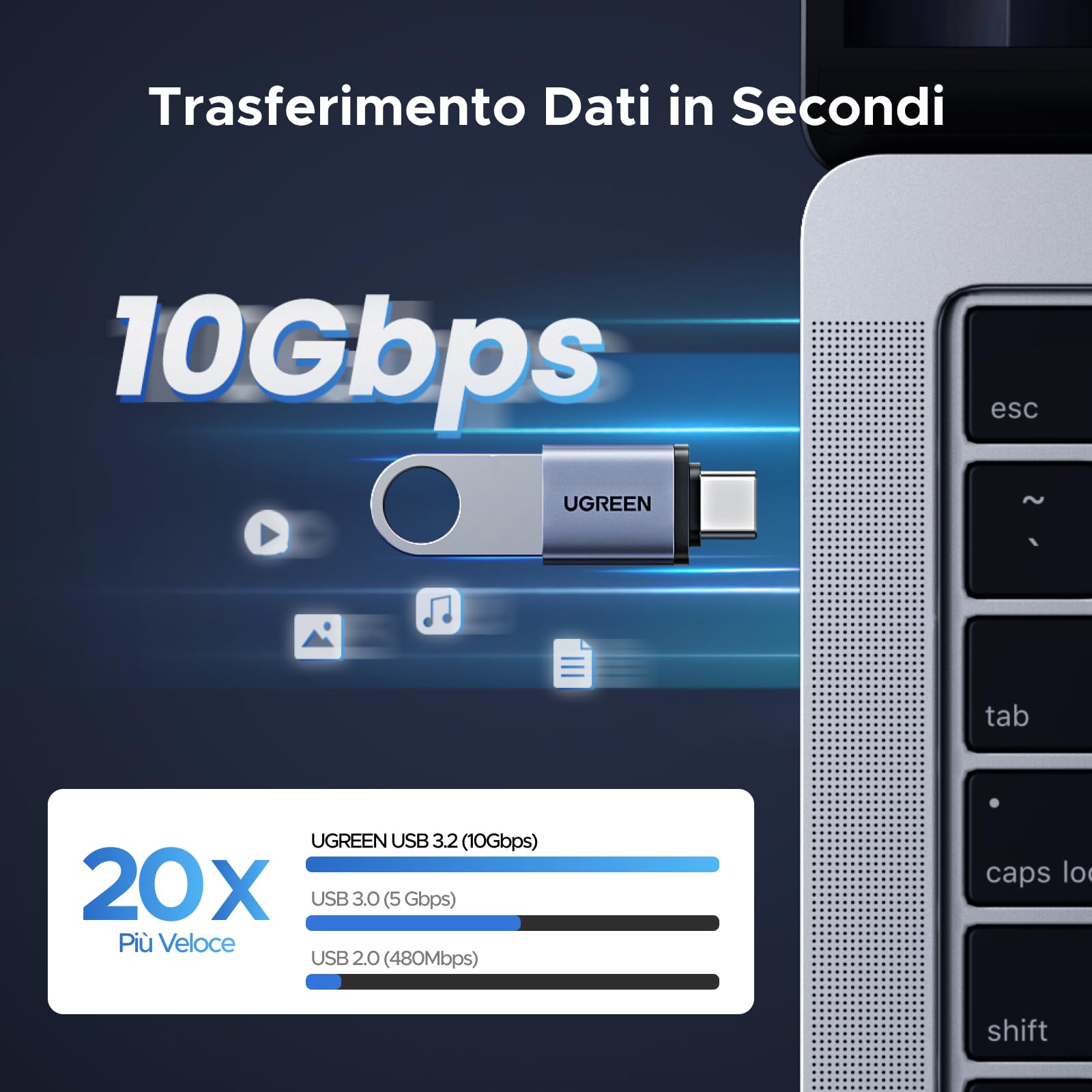 ugreen-adattatore-usb-c-a-usb-a-3-2-10gbps-otg-4-pezzi image 3