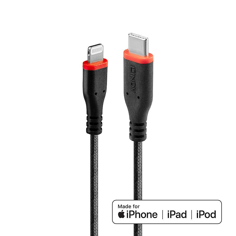 lindy-31286-cavo-usb-c-a-lightning-1m-mfi-in-cotone-black-line image 2