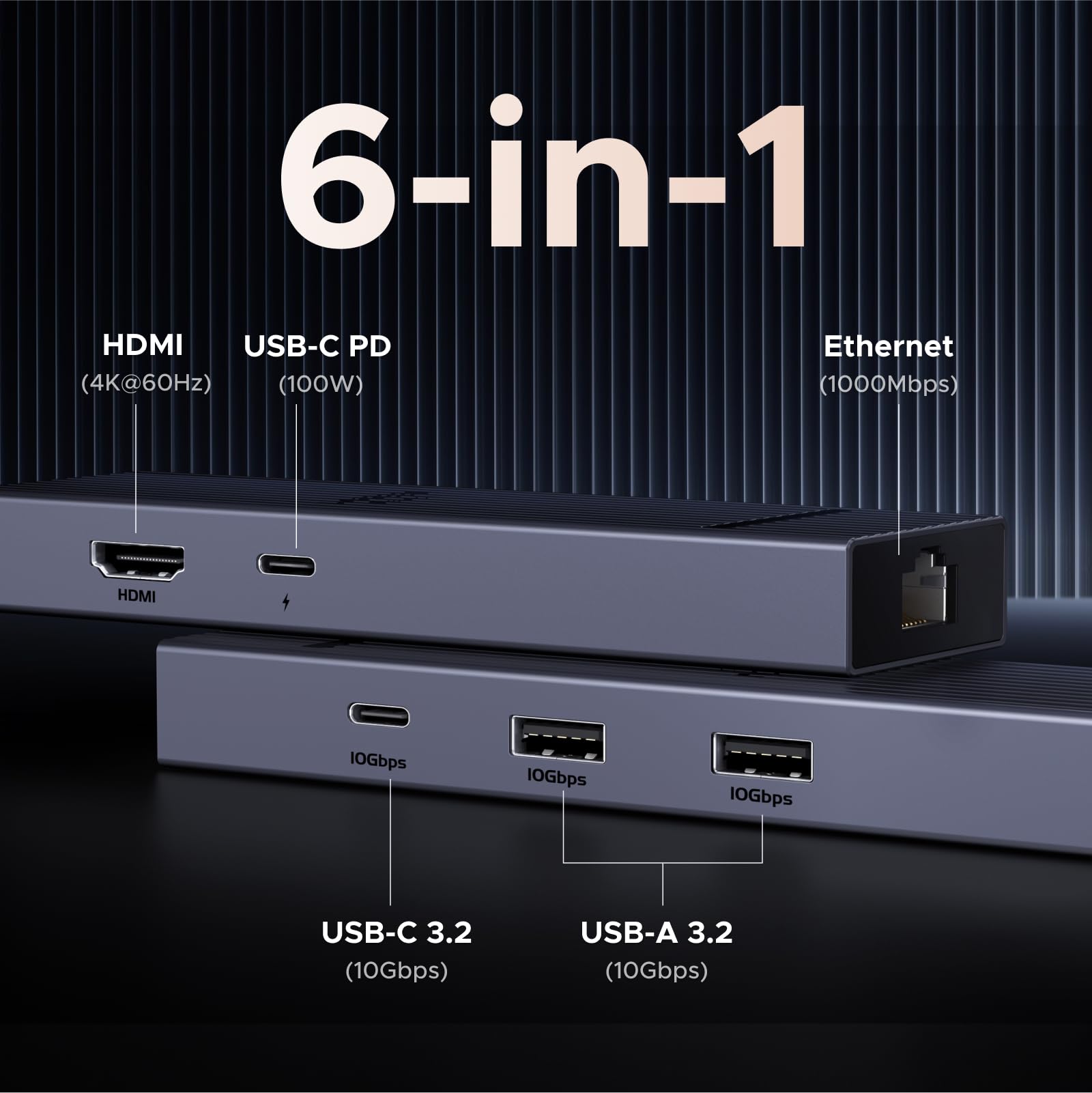 ugreen-revodok-pro-106-hub-usb-c-6-in-1-hdmi-4k-60hz-pd-100w-ethernet image 2