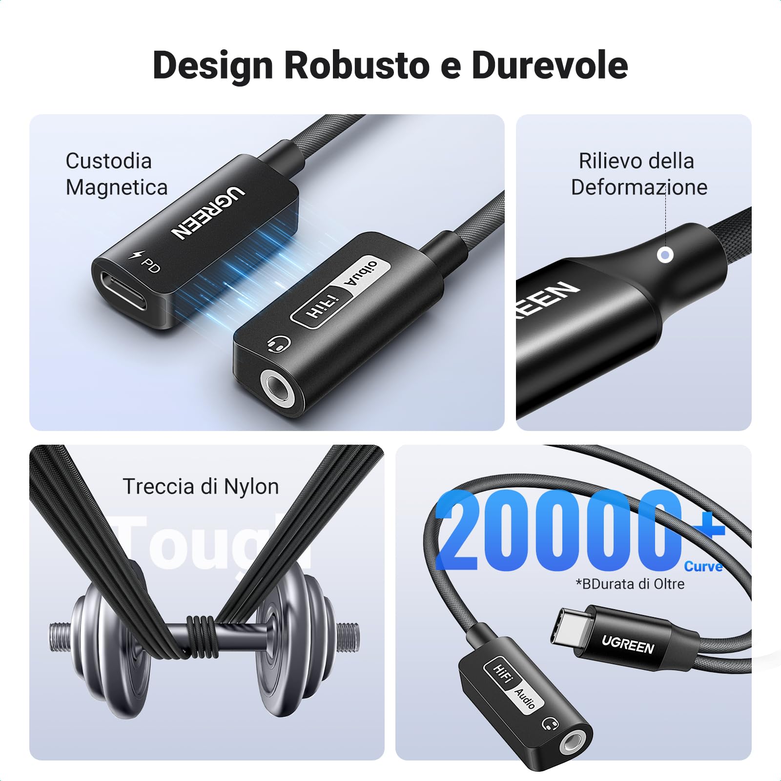 ugreen-adattatore-usb-c-a-jack-3-5mm-2-in-1-pd-60w-magnetico-hi-res-32bit-384khz image 6
