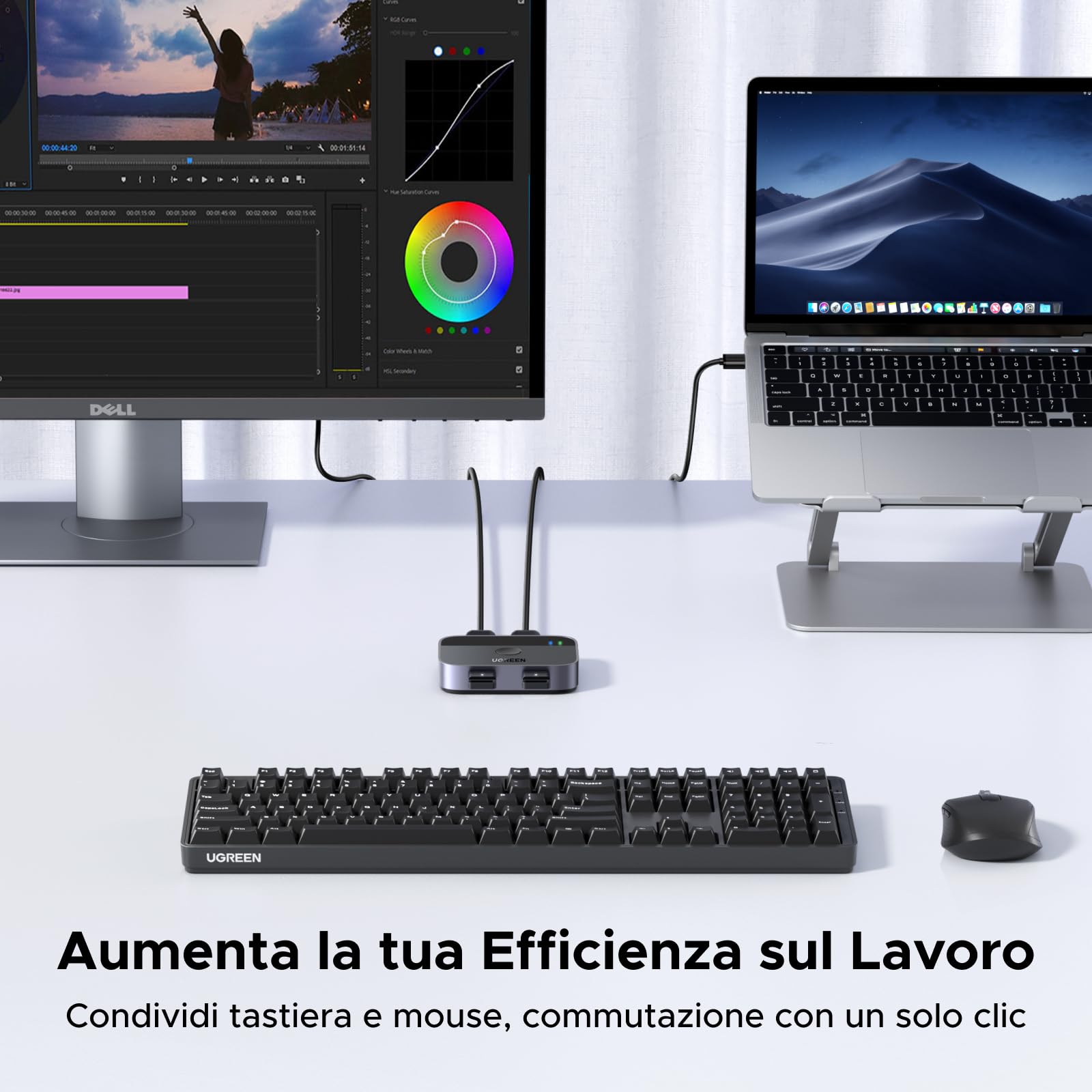 ugreen-switch-usb-3-0-kvm-2-ingressi-2-uscite-5gbps-in-alluminio-con-cavi image 4