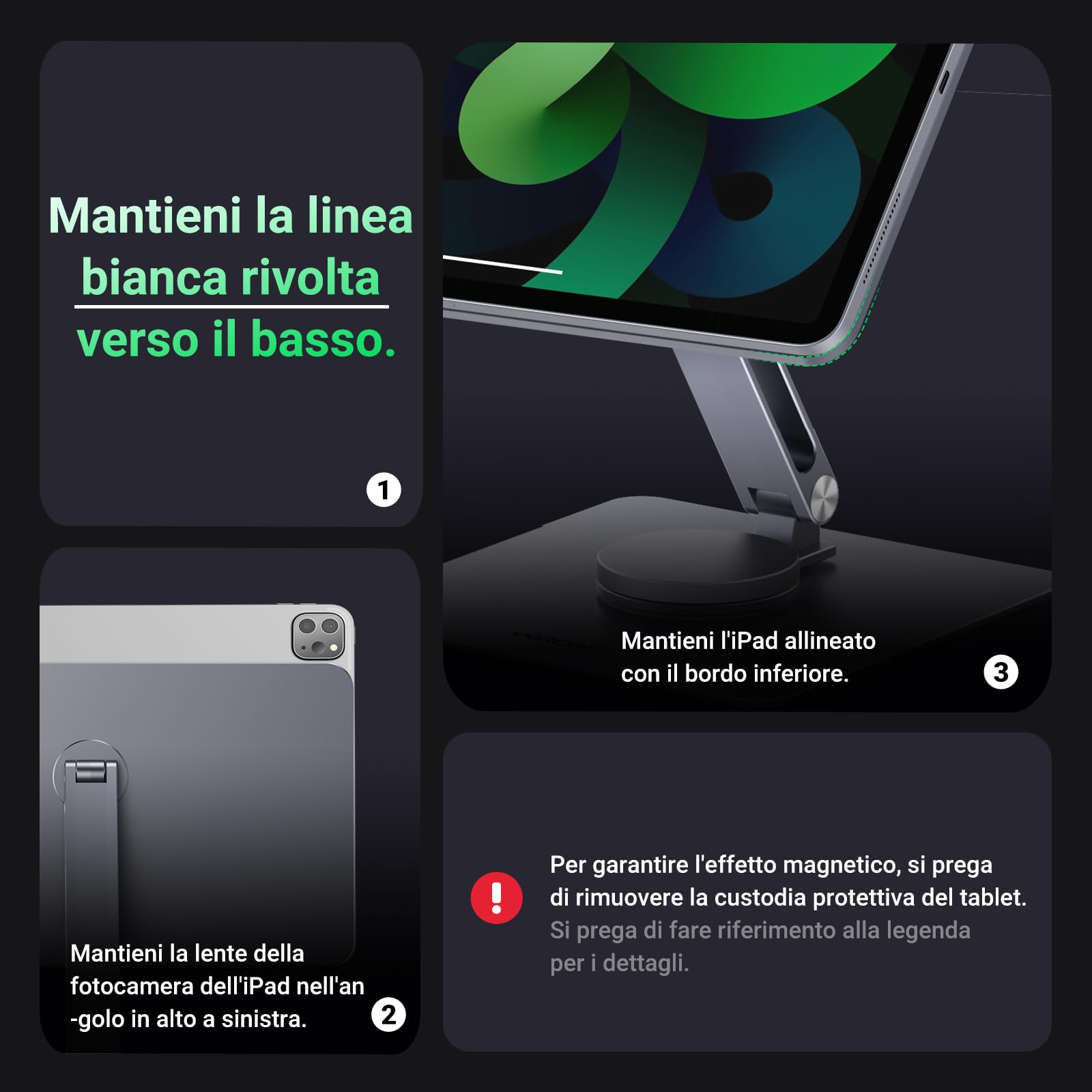 ugreen-supporto-magnetico-da-scrivania-per-ipad-pro-12-9-e-ipad-air-13-alluminio image 4