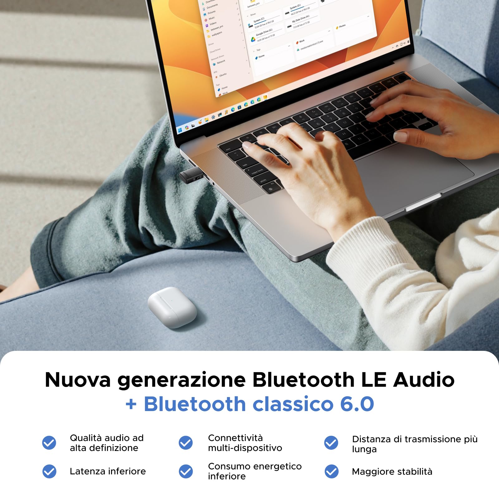 ugreen-bt701-trasmettitore-bluetooth-6-0-usb-c-le-audio-auracast image 3
