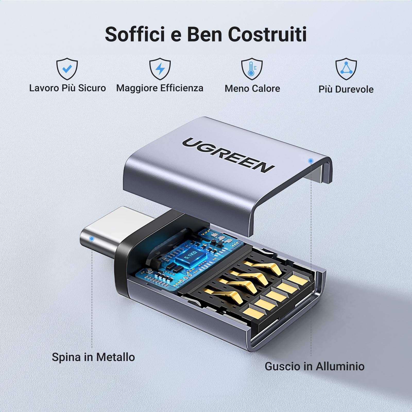 ugreen-adattatore-usb-c-a-usb-a-3-0-otg-5gbps-grigio-2-pezzi image 4