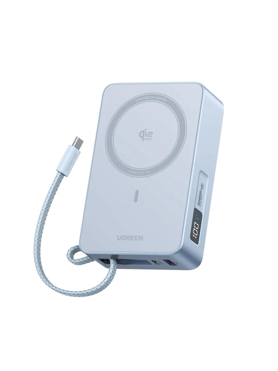 ugreen-magflow-power-bank-magnetico-20000mah-qi2-25w-con-cavo-usb-c-pd-45w image 1