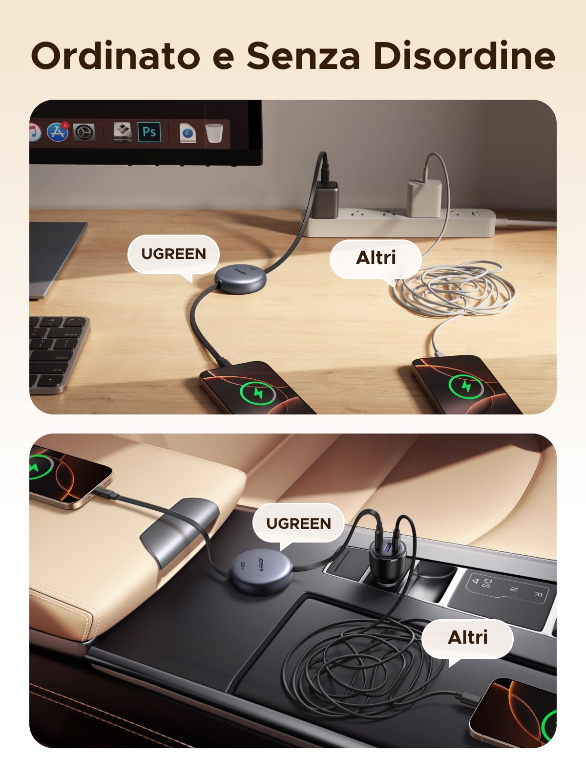 ugreen-nexode-cavo-usb-c-retrattile-100w-pd-ricarica-rapida-grigio image 5