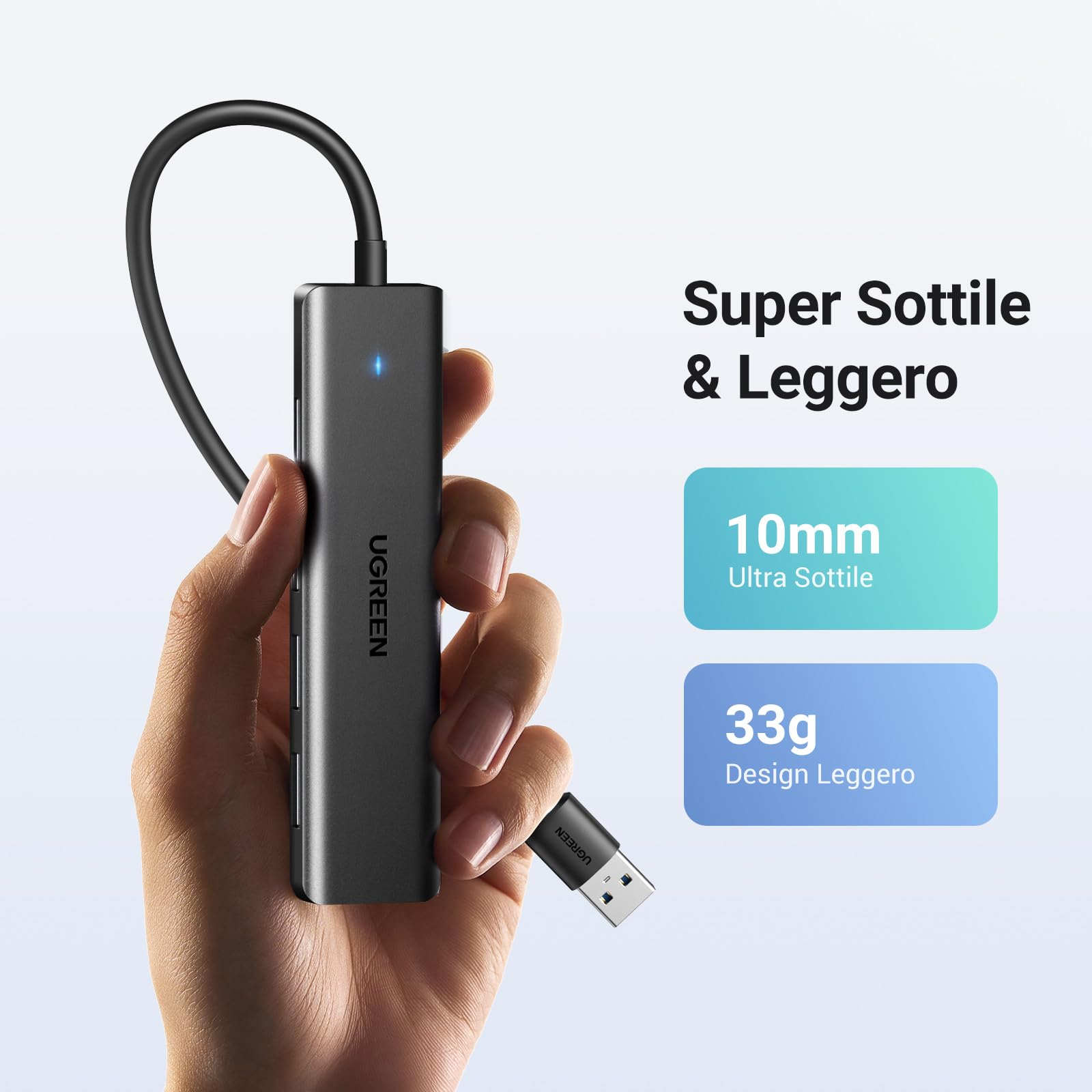 ugreen-hub-usb-3-0-a-4-porte-5gbps-ultra-sottile-15cm image 6