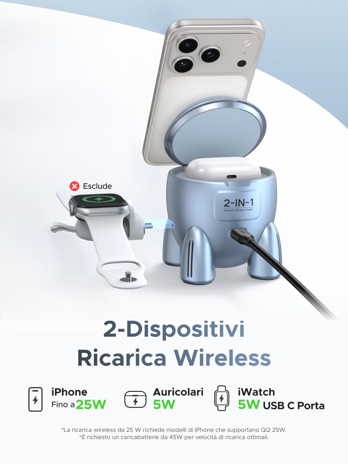 ugreen-uno-qi2-2-in-1-caricatore-wireless-magnetico-25w-iphone-airpods image 4