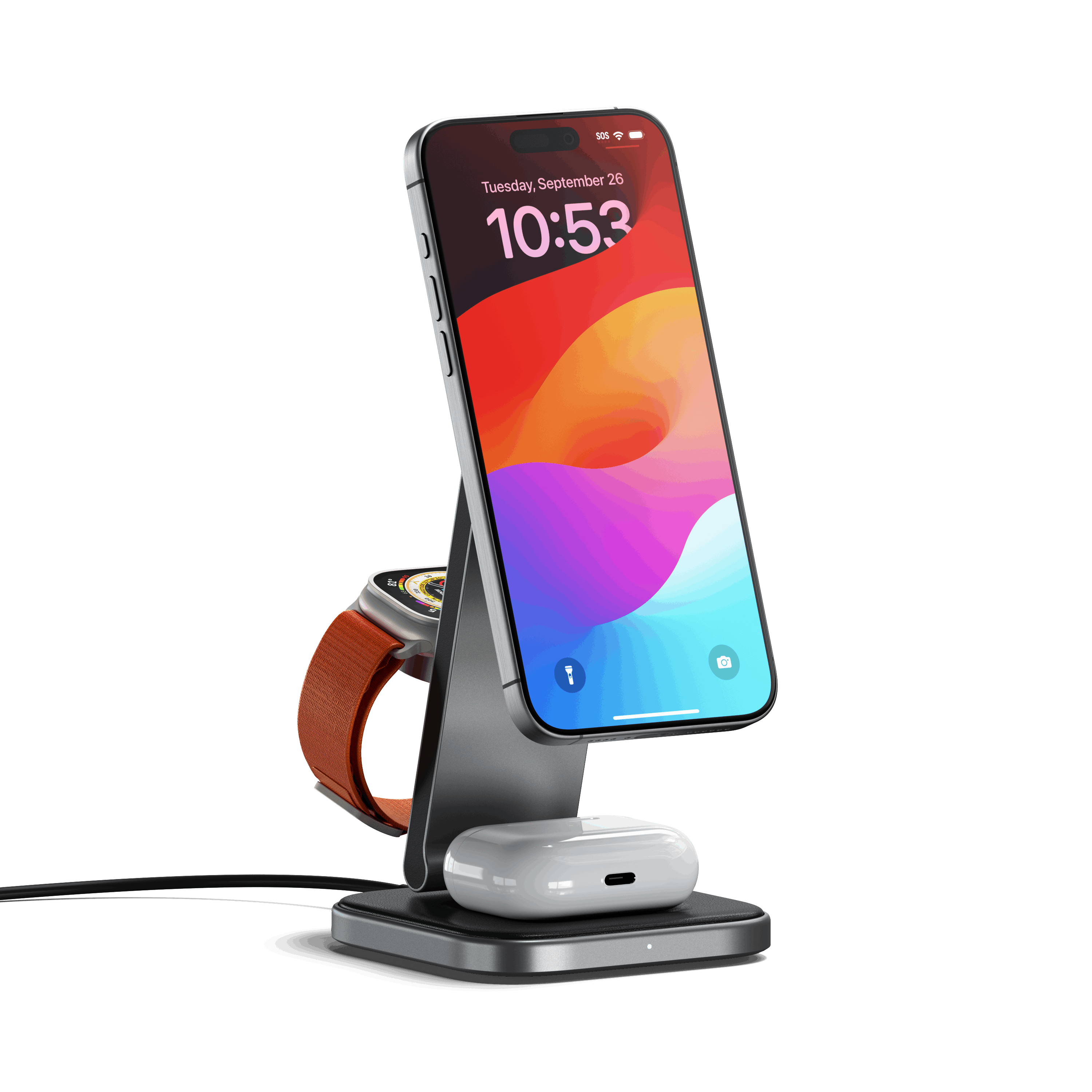 satechi-stand-di-ricarica-wireless-3-in-1-pieghevole-qi2-15w image 1