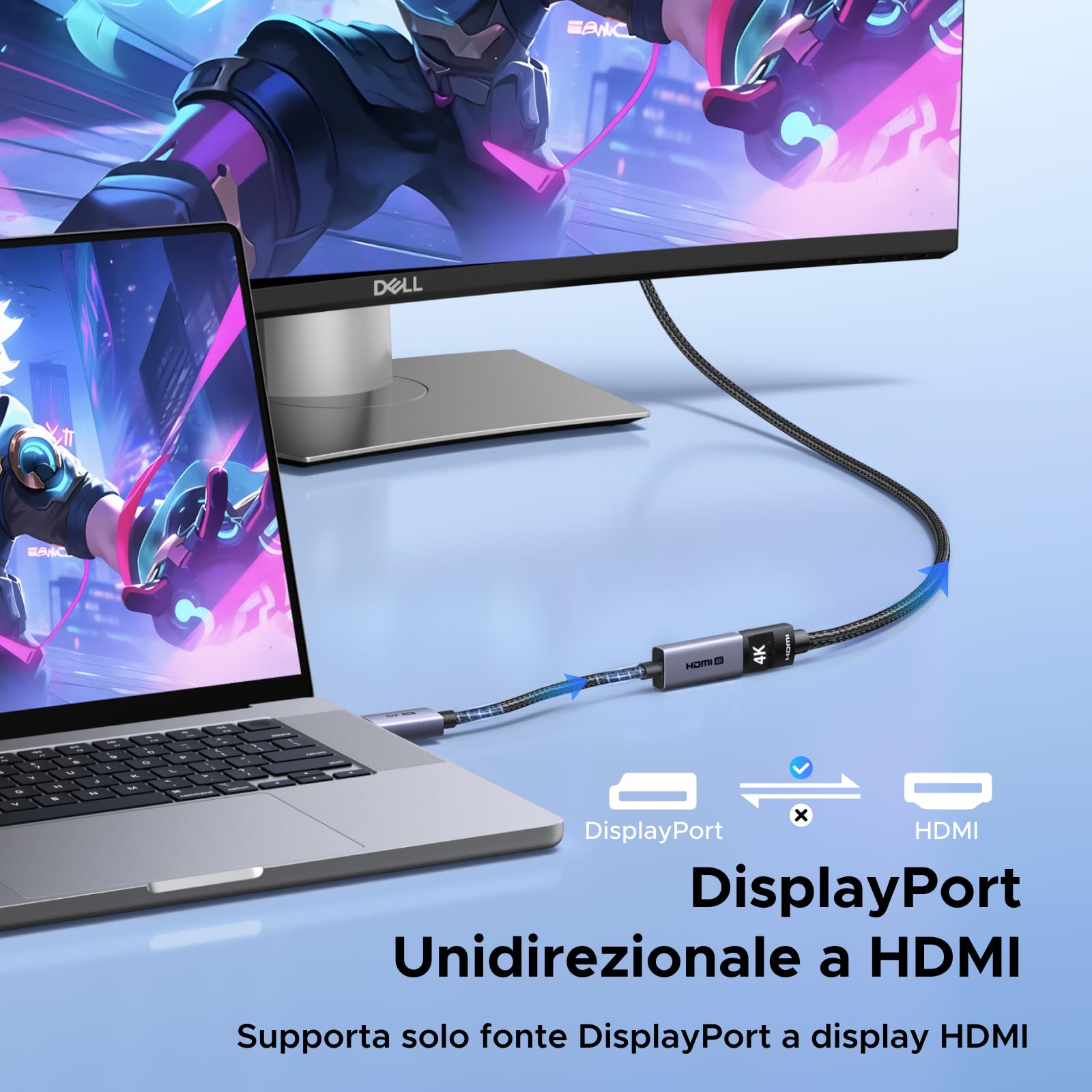 ugreen-adattatore-displayport-a-hdmi-4k-60hz-unidirezionale-nylon image 5