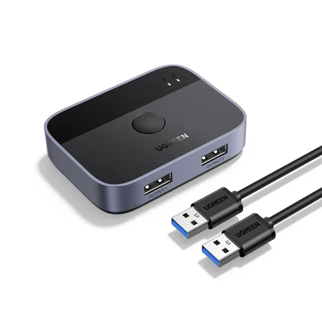 ugreen-switch-usb-3-0-kvm-2-ingressi-2-uscite-5gbps-in-alluminio-con-cavi image 1