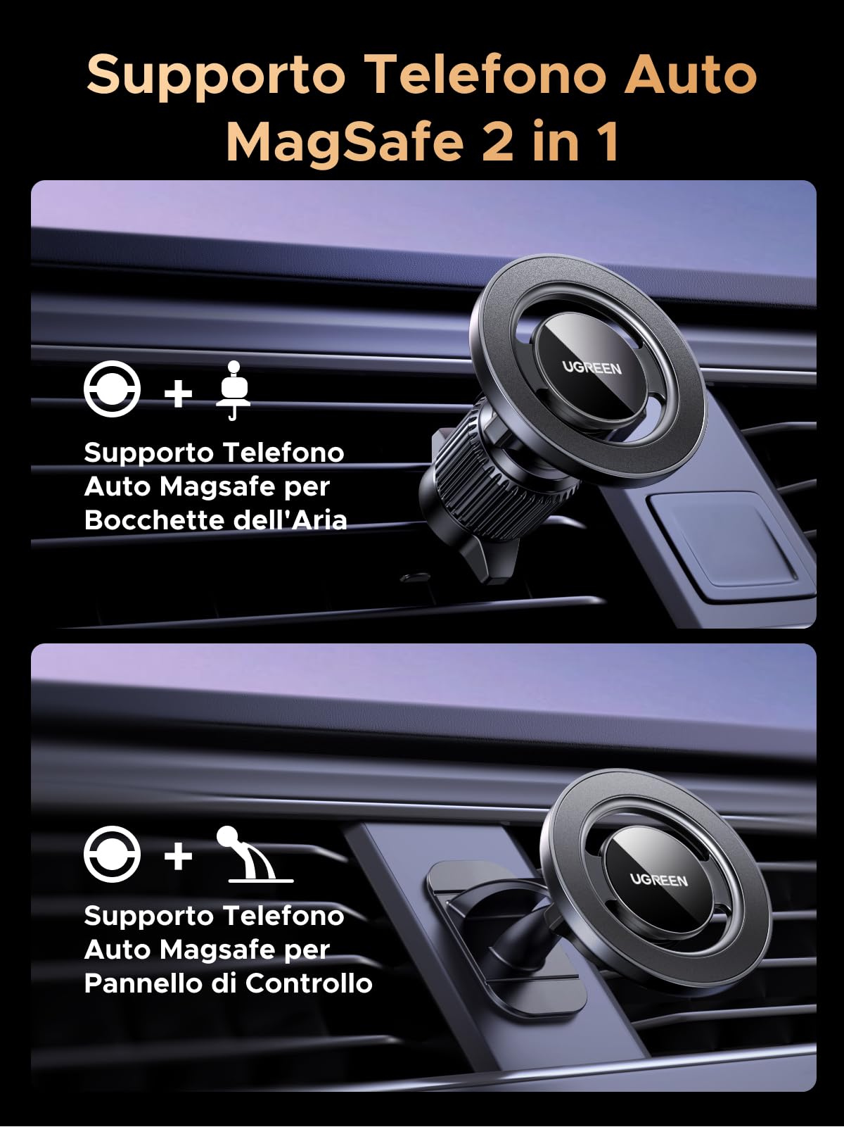 ugreen-supporto-telefono-auto-magsafe-2-in-1-gancio-adesivo-360 image 2