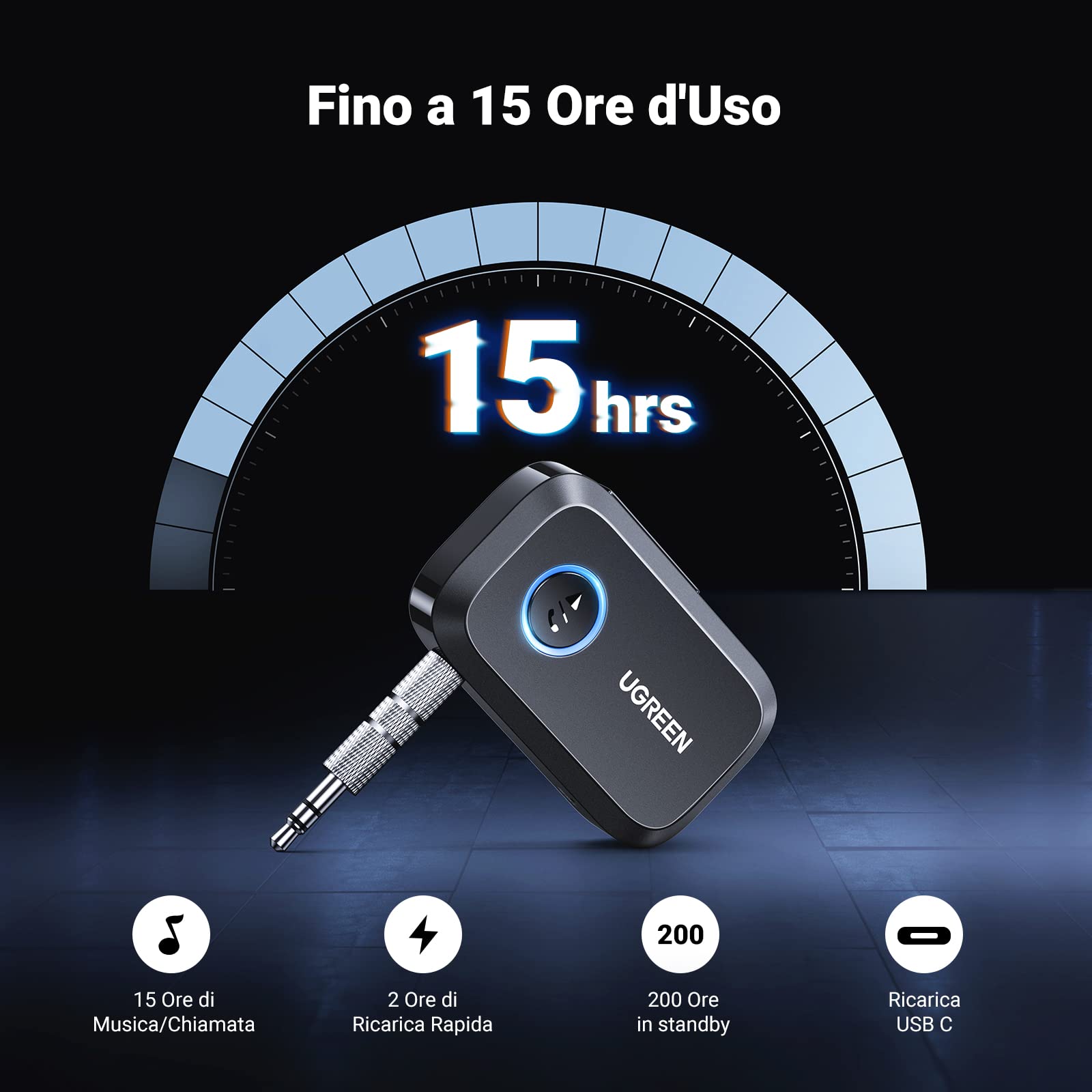 ugreen-ricevitore-bluetooth-6-0-auto-aux-jack-3-5mm-con-microfono-nero image 4