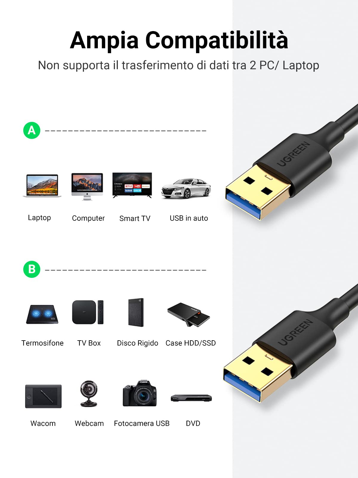 ugreen-cavo-usb-3-0-tipo-a-maschio-maschio-5gbps-0-5m image 3