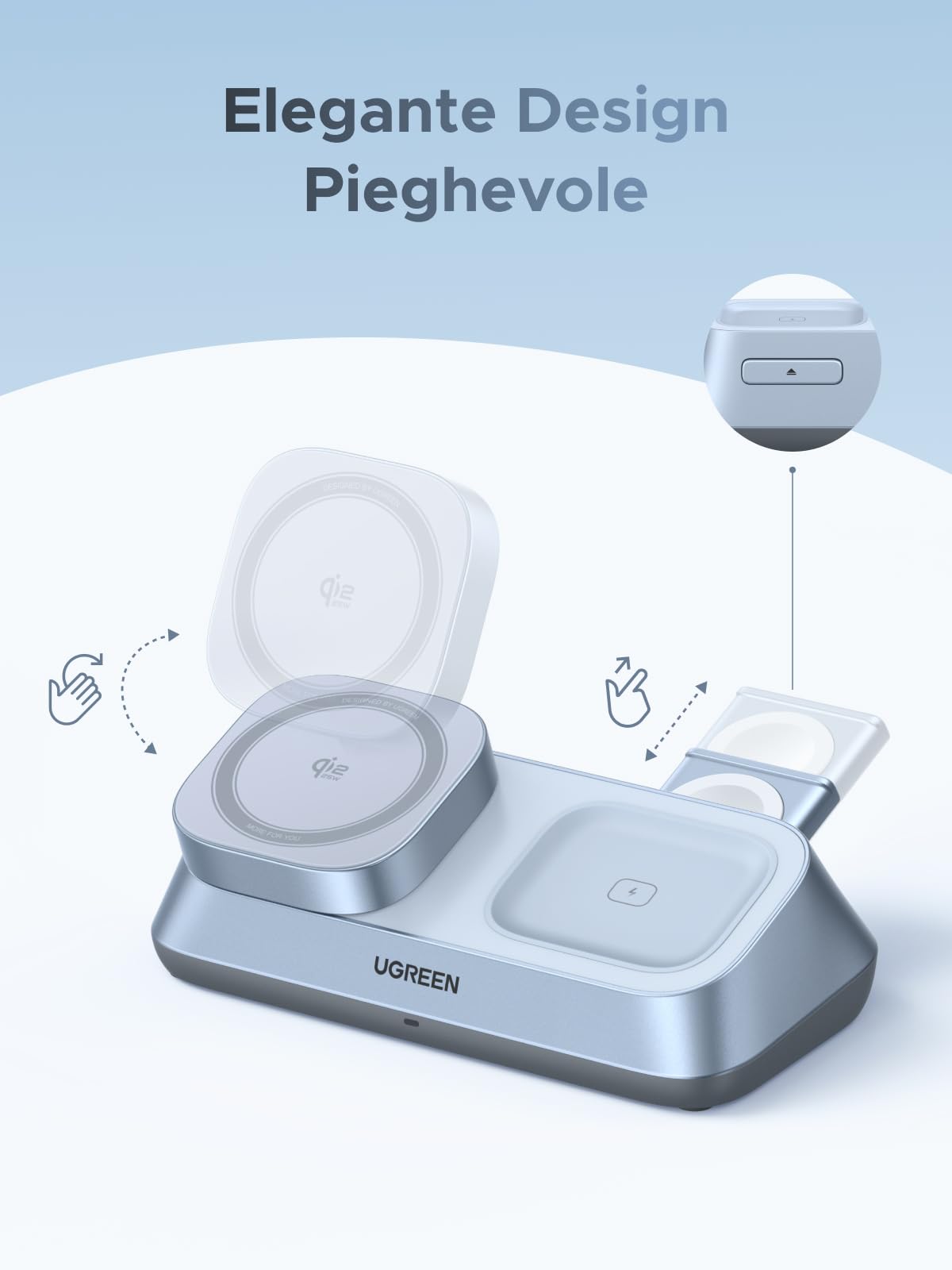 ugreen-magflow-caricatore-wireless-magnetico-qi2-25w-3-in-1-per-iphone-airpods-e image 8