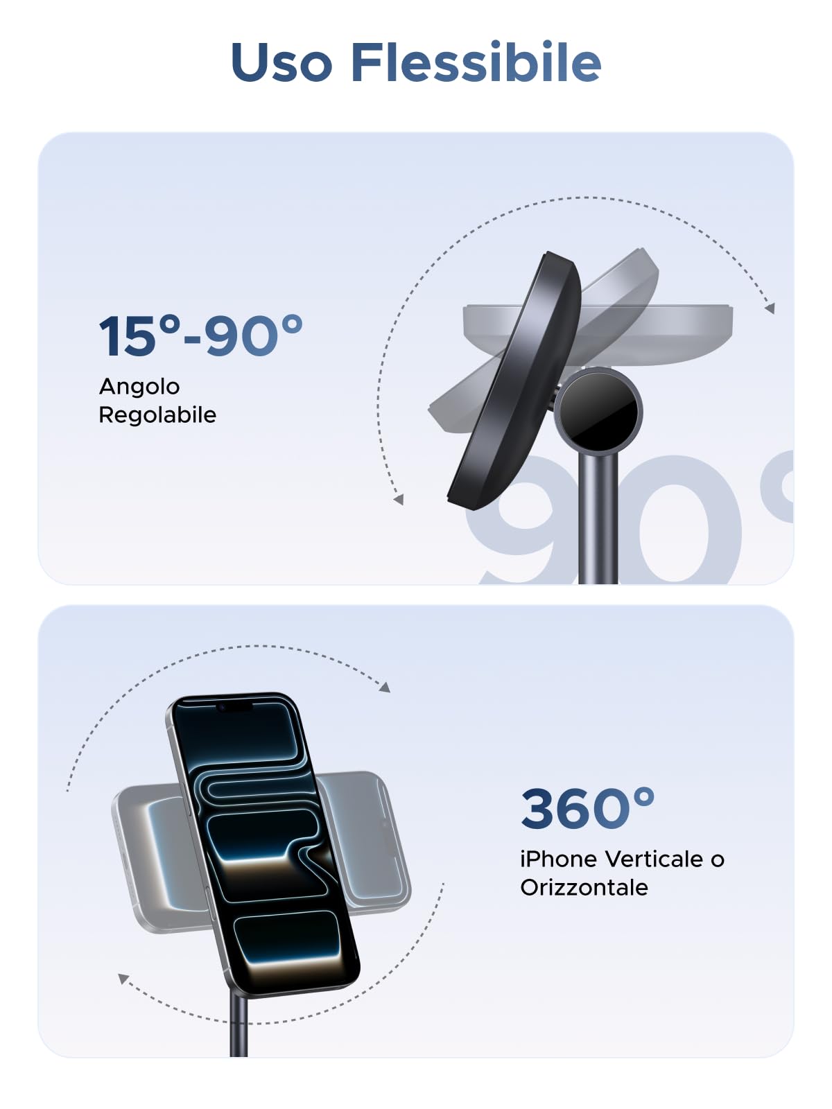 ugreen-zapix-2-in-1-caricatore-wireless-magnetico-qi2-15w-con-stand-regolabile-1 image 4