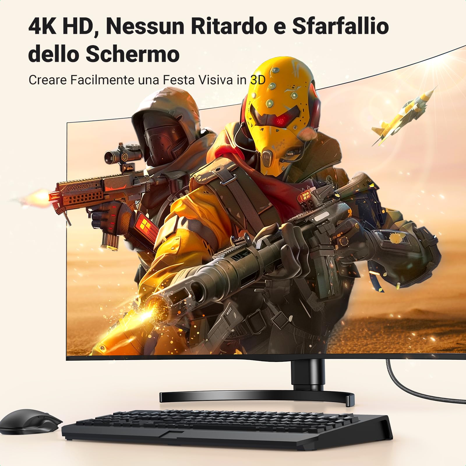 ugreen-cavo-displayport-a-hdmi-4k-30hz-2m-guscio-in-alluminio-treccia-nylon image 2