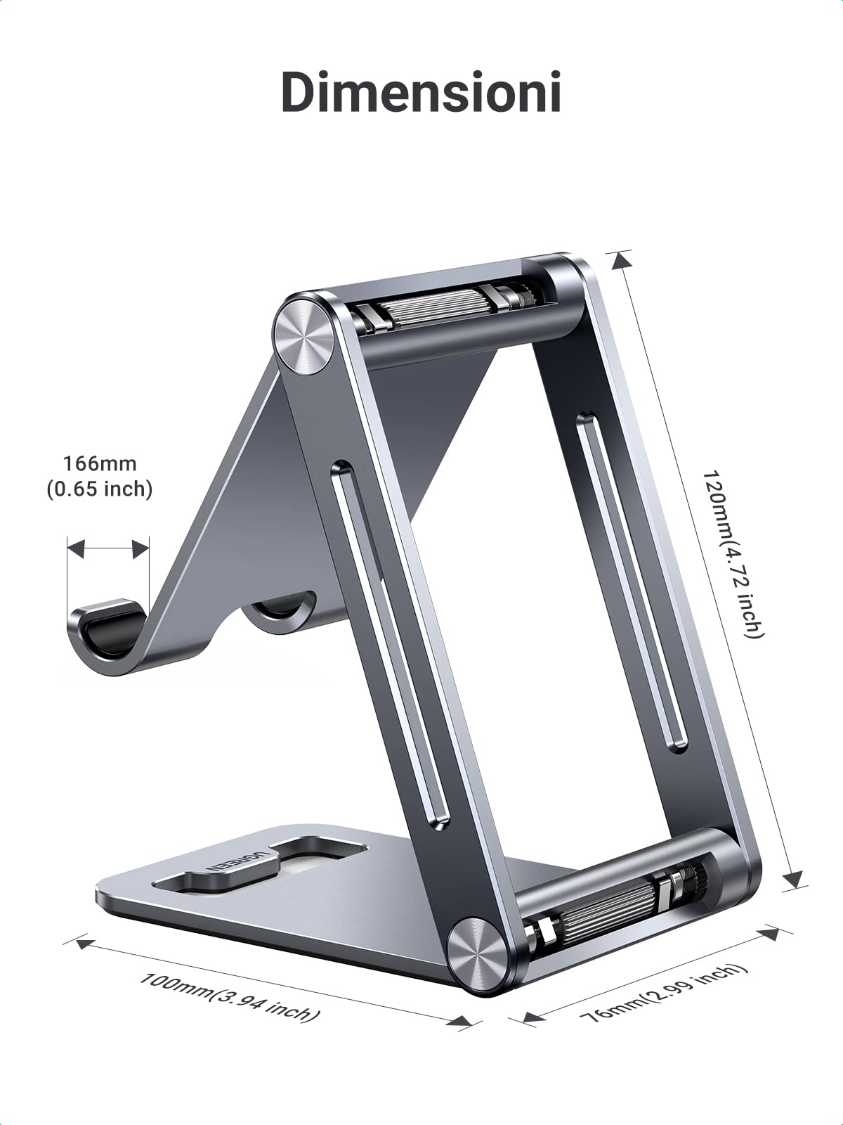 ugreen-supporto-telefono-da-tavolo-alluminio-pieghevole-argento image 3